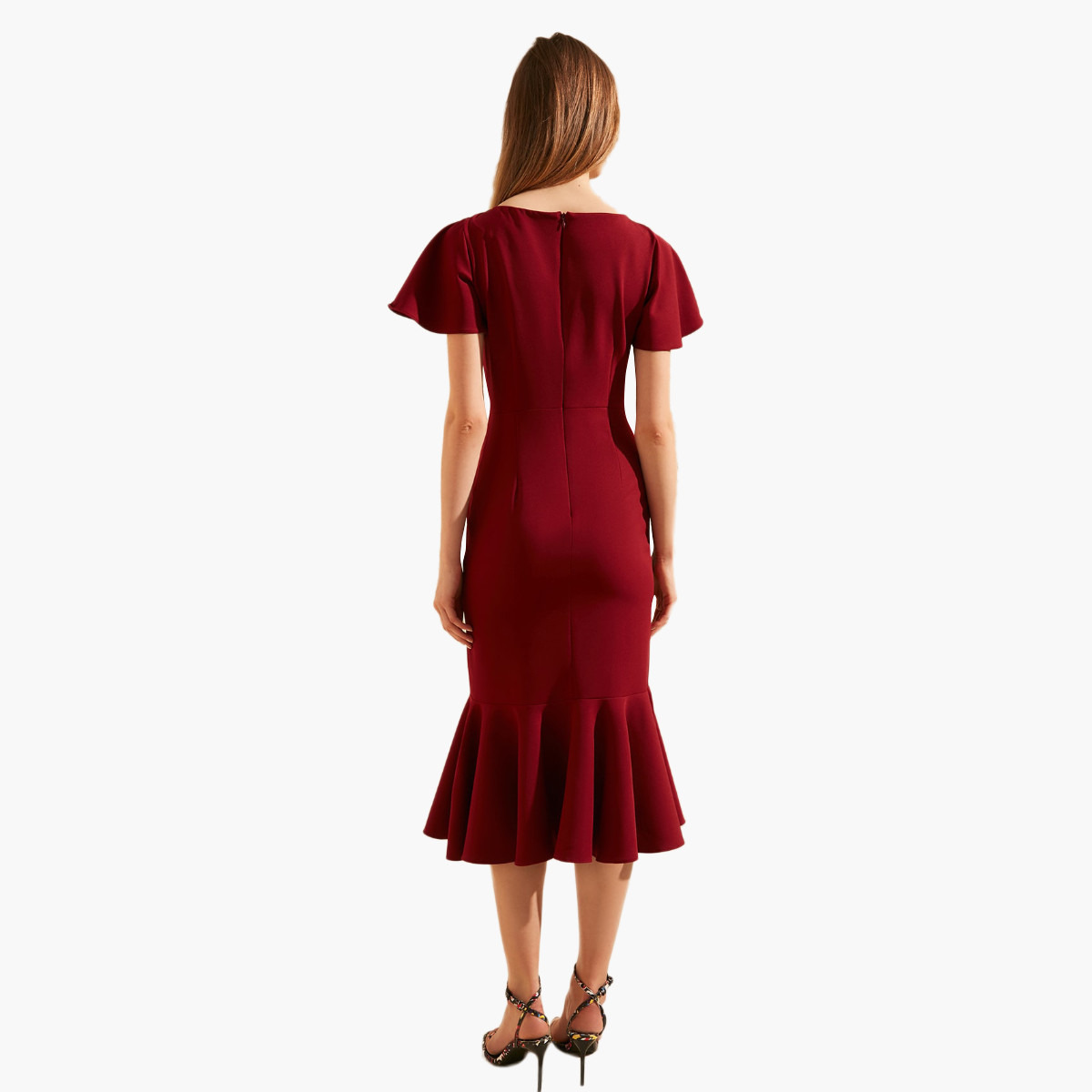 فستان سادة ميدي بقصة ضيقة وأكمام طويلة من ترينديول-women-clothing-dresses-image-9
