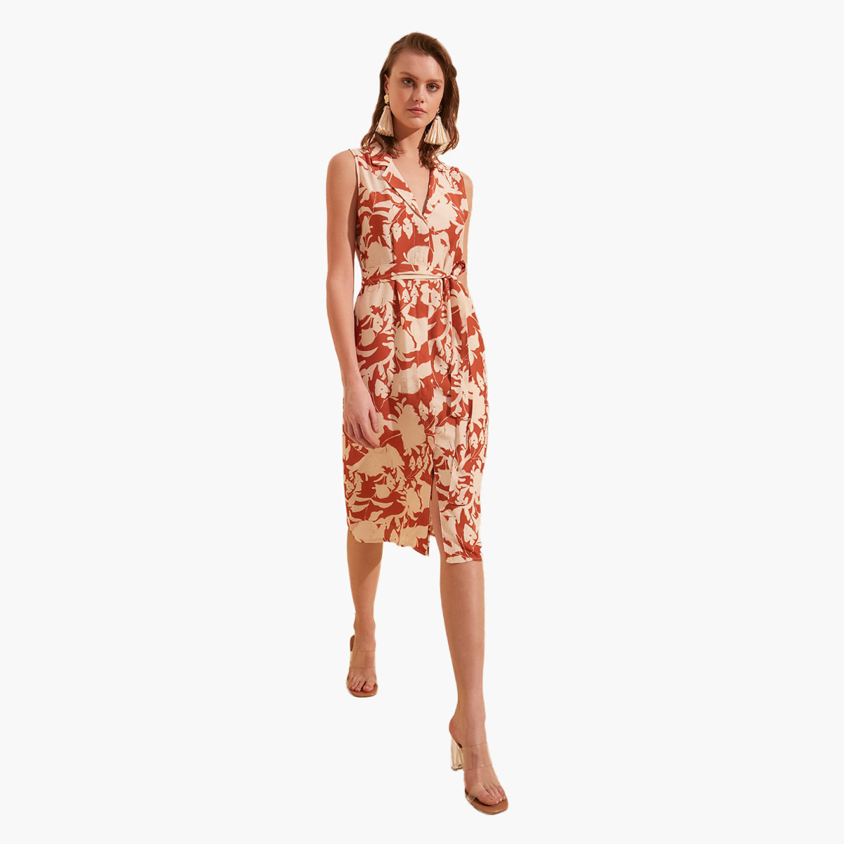 Trendyol Printed Shift Midi Sleeveless Dress with Tie Ups-women-clothing-dresses-image-2
