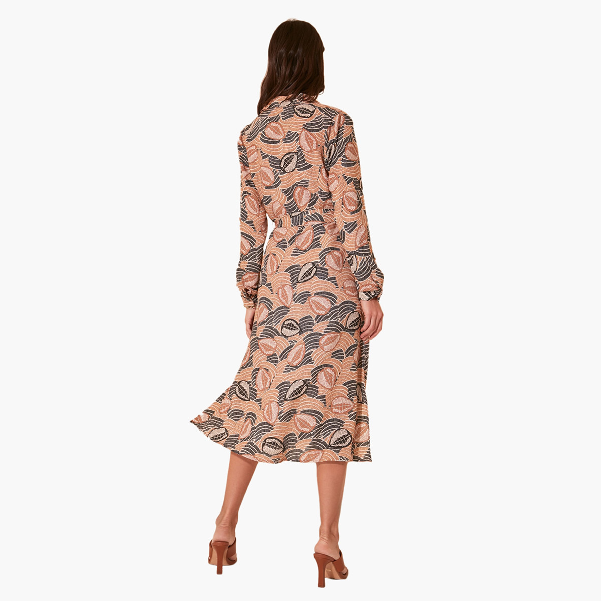 فستان واسع متوسط الطول بأكمام 3/4 وياقة عادية وطبعات من ترينديول-women-clothing-dresses-image-5
