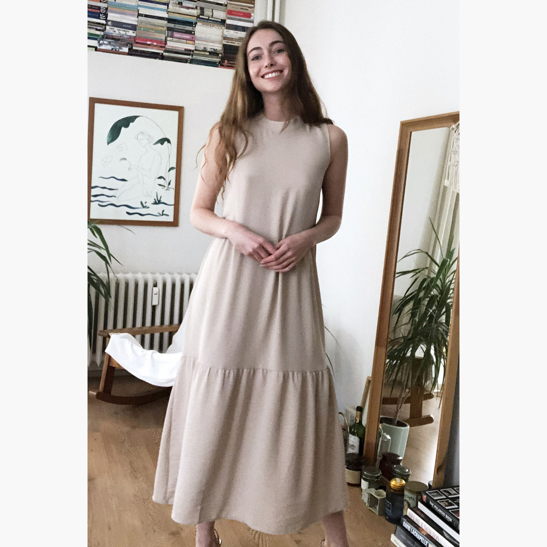 فستان إيه لاين ميدي بارز الملمس متعدد الطبقات بياقة عالية من ترينديول-women-clothing-dresses-image-5