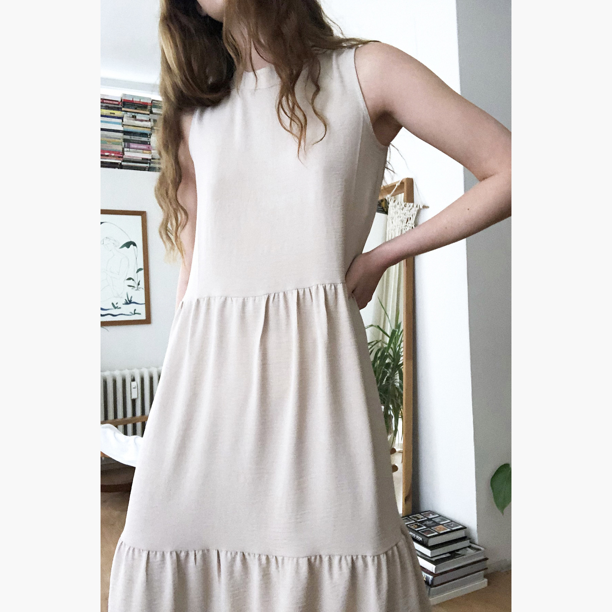 فستان إيه لاين ميدي بارز الملمس متعدد الطبقات بياقة عالية من ترينديول-women-clothing-dresses-image-6