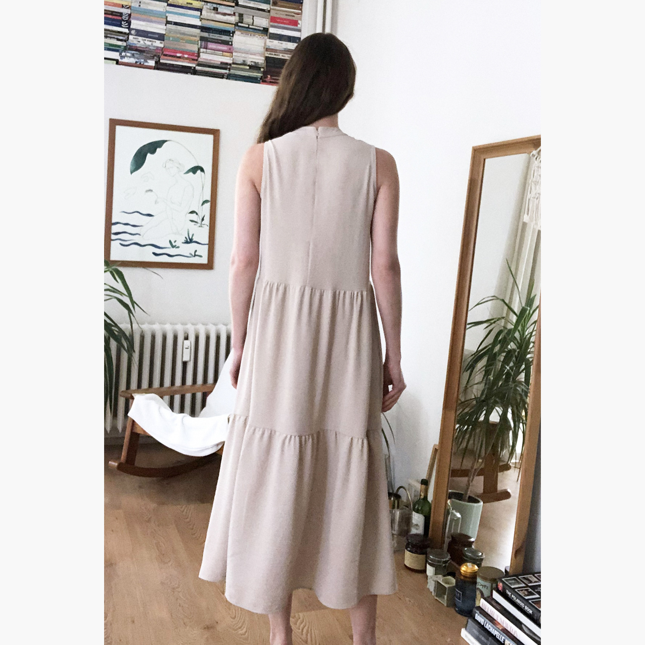 فستان إيه لاين ميدي بارز الملمس متعدد الطبقات بياقة عالية من ترينديول-women-clothing-dresses-image-8