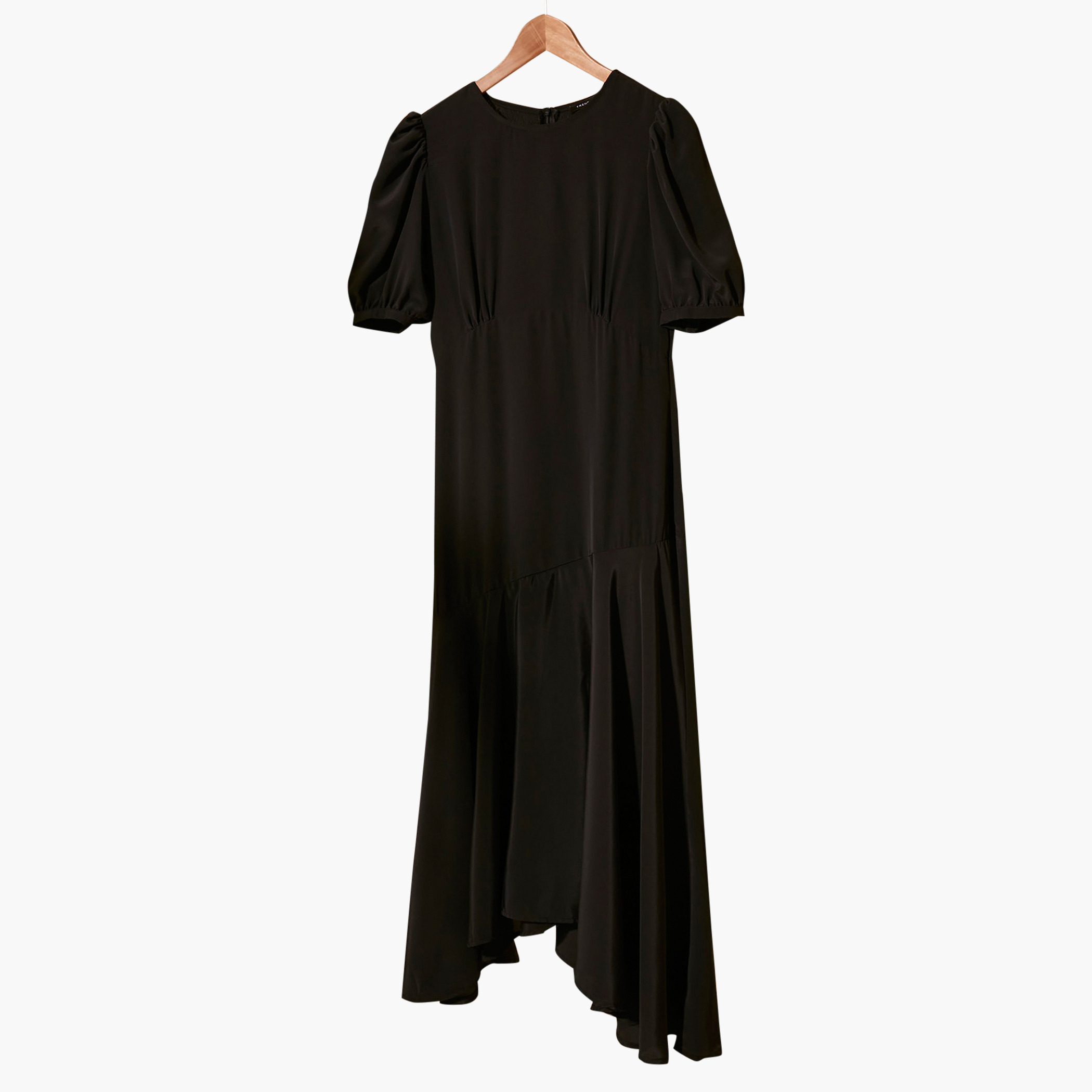 Trendyol Solid Round Neck Maxi A-line Dress with Puff Sleeves-women-clothing-dresses-image-1