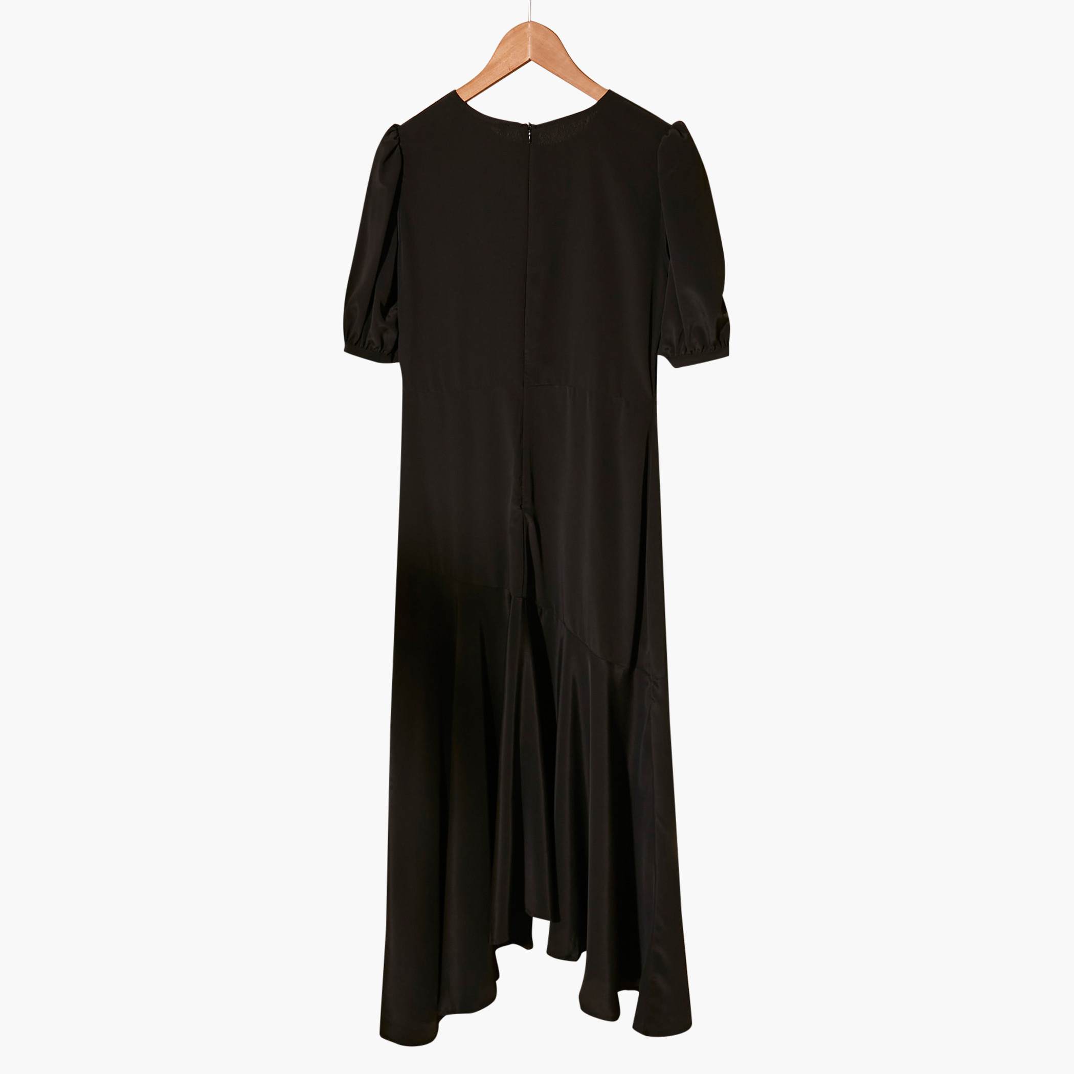 Trendyol Solid Round Neck Maxi A-line Dress with Puff Sleeves-women-clothing-dresses-image-3