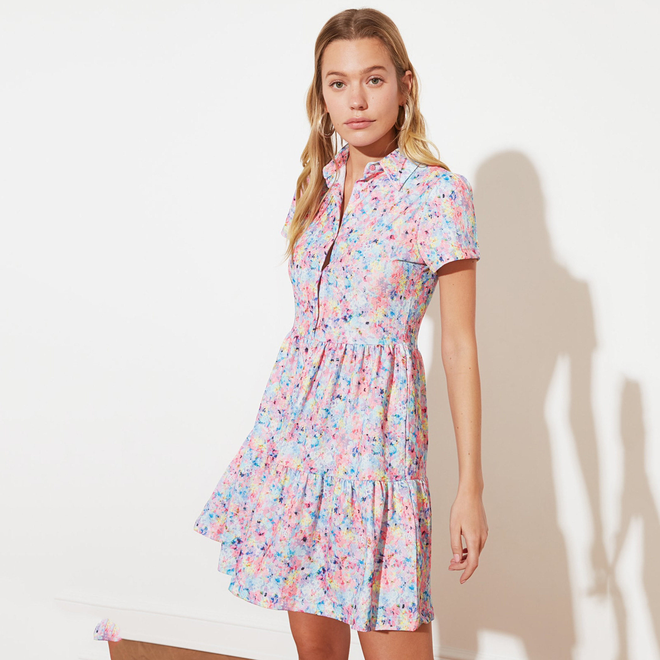Trendyol Women Printed Collared Neck A-Line Dress-women-clothing-dresses-image-1