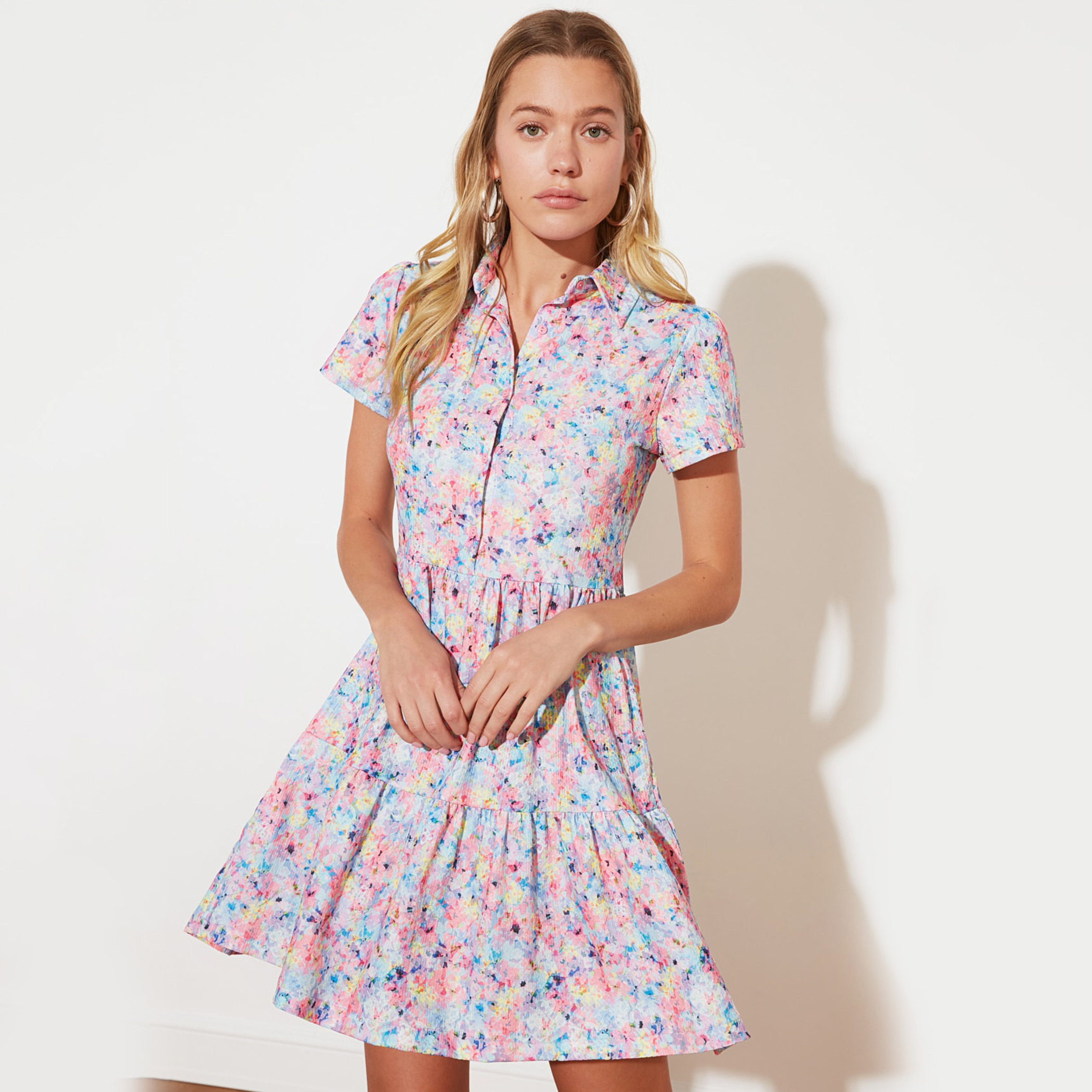 Trendyol Women Printed Collared Neck A-Line Dress-women-clothing-dresses-image-2