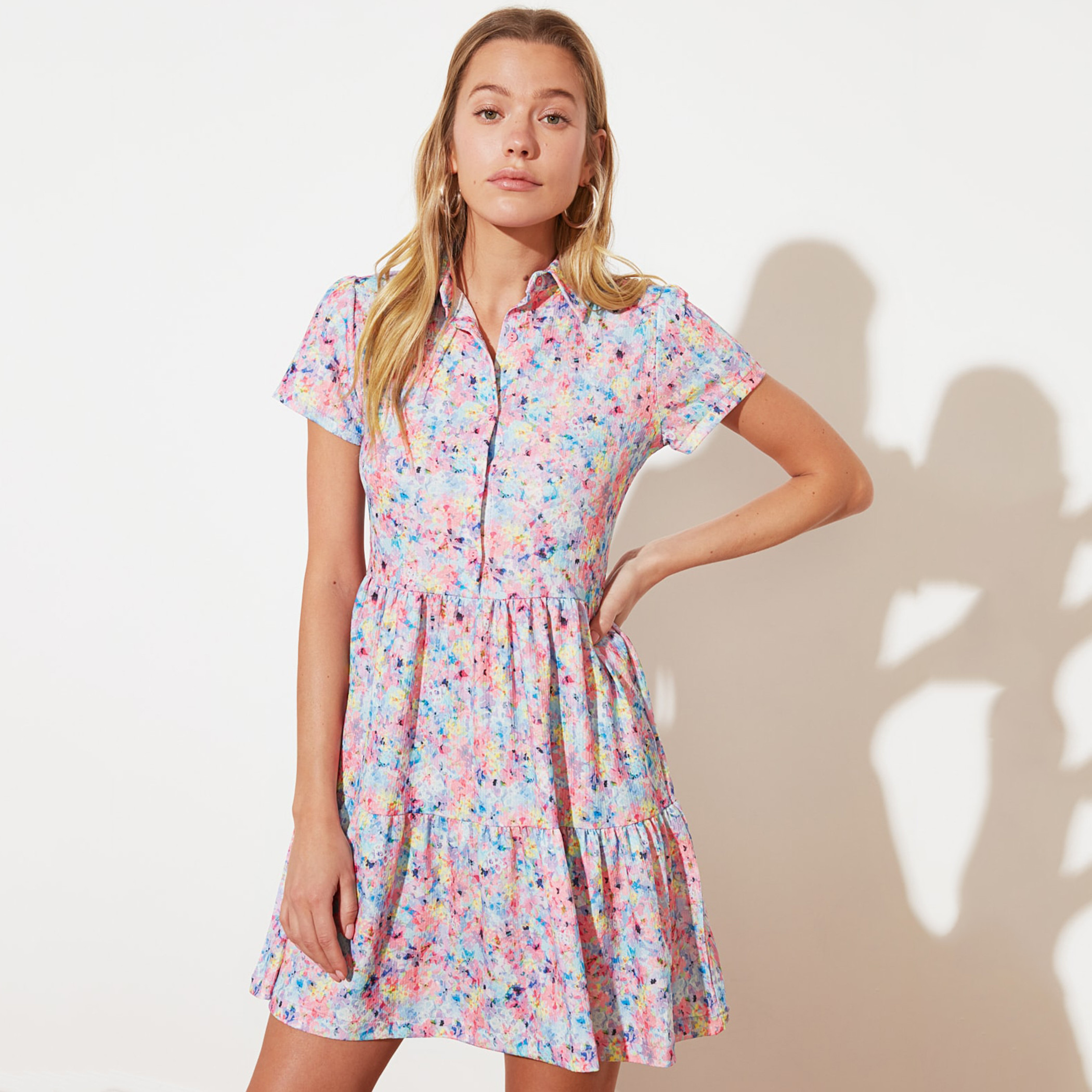 Trendyol Women Printed Collared Neck A-Line Dress-women-clothing-dresses-image-3