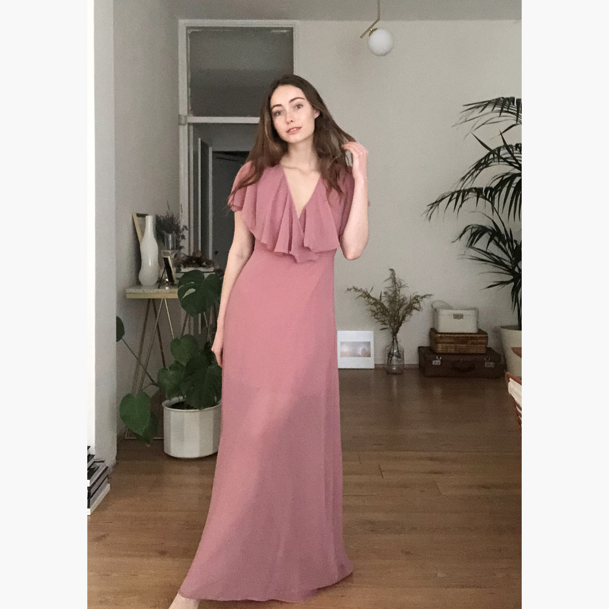 Trendyol Solid V-Neck Maxi Dress with Cap Sleeves-women-clothing-dresses-image-1