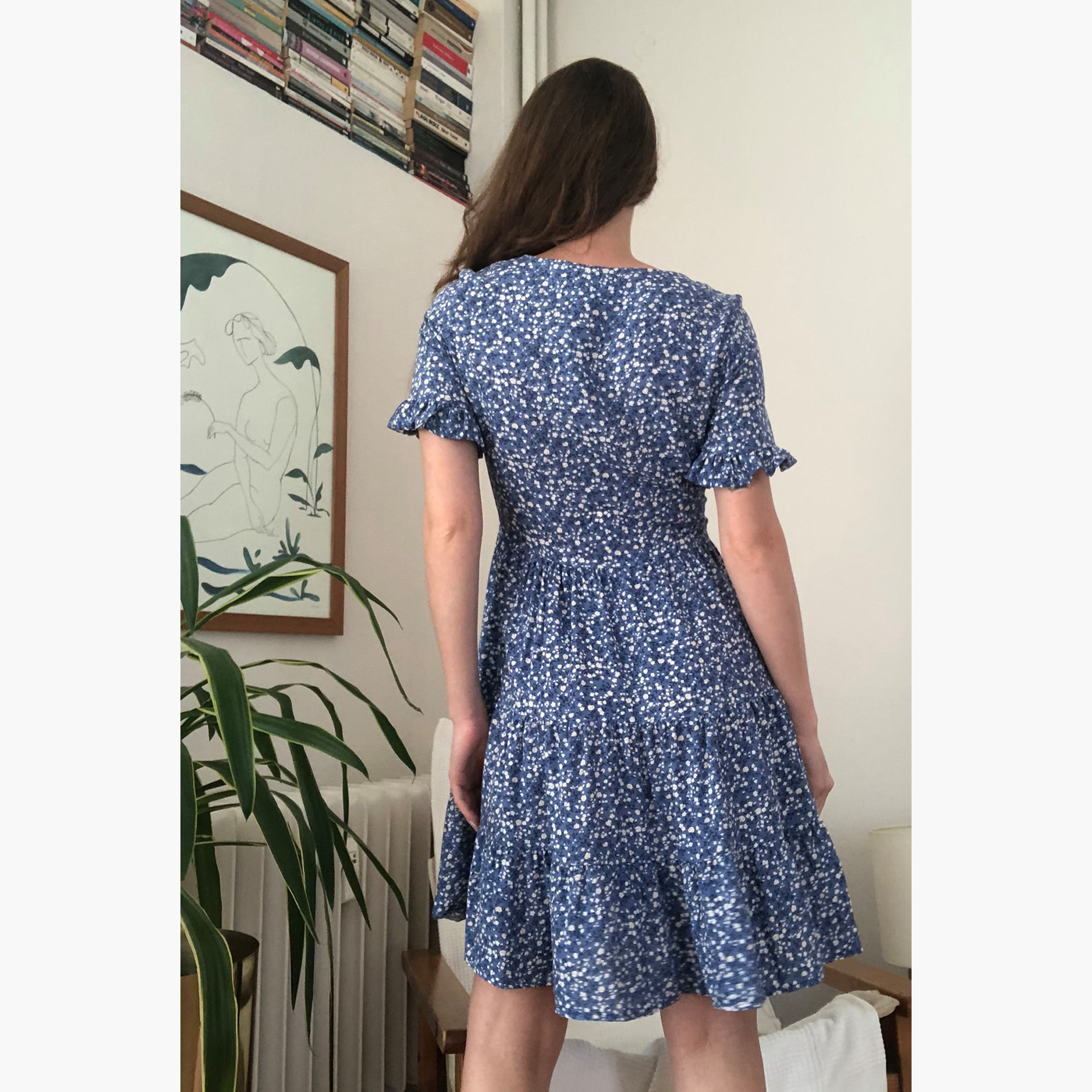 Trendyol Printed V-neck Mini A-line Dress with Short Sleeves-women-clothing-dresses-image-5