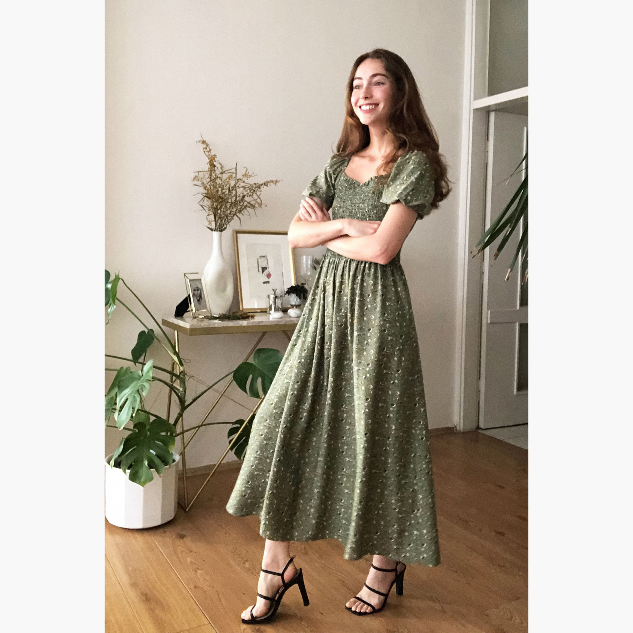 Trendyol Printed Maxi A-line Dress with Short Sleeves-women-clothing-dresses-image-3