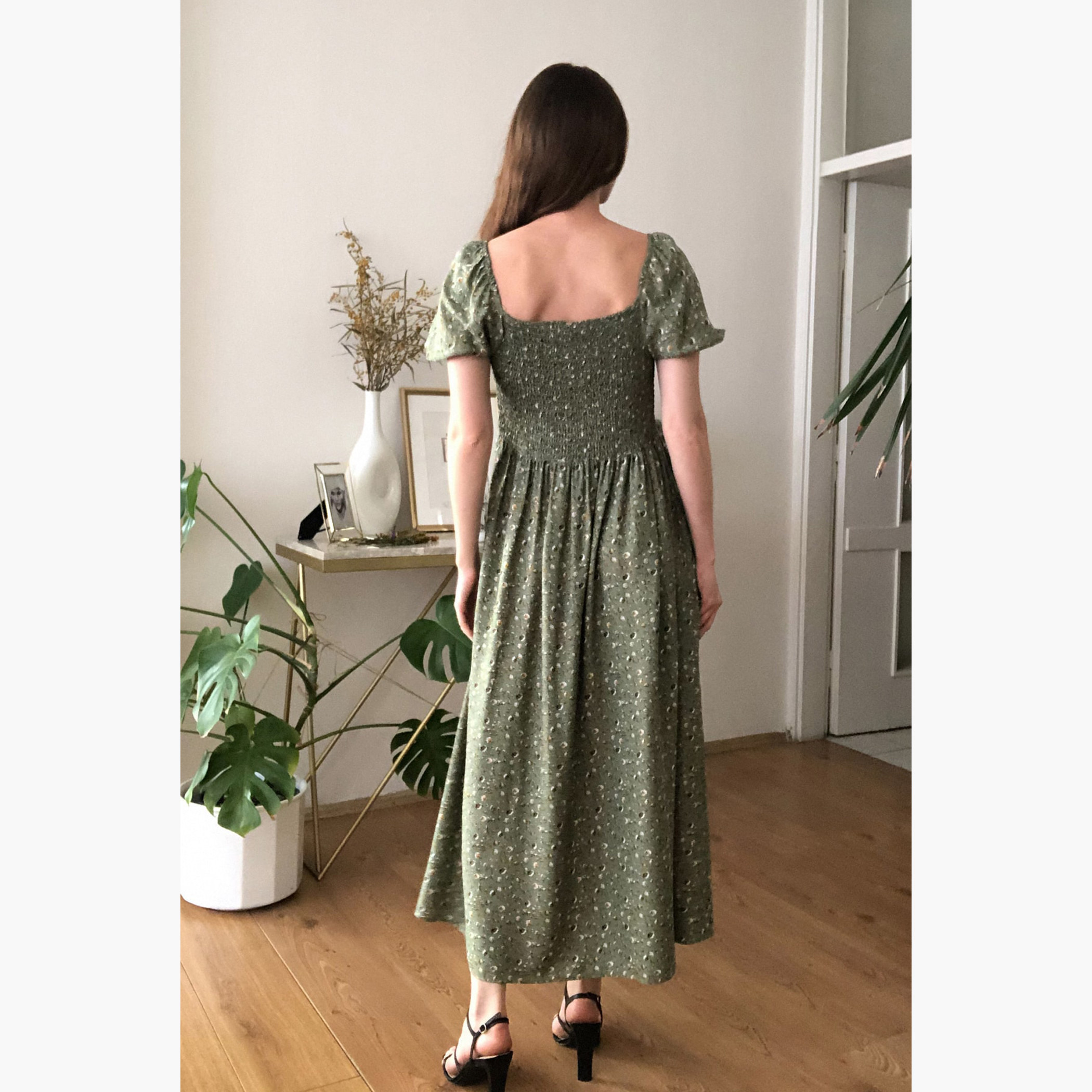 Trendyol Printed Maxi A-line Dress with Short Sleeves-women-clothing-dresses-image-4