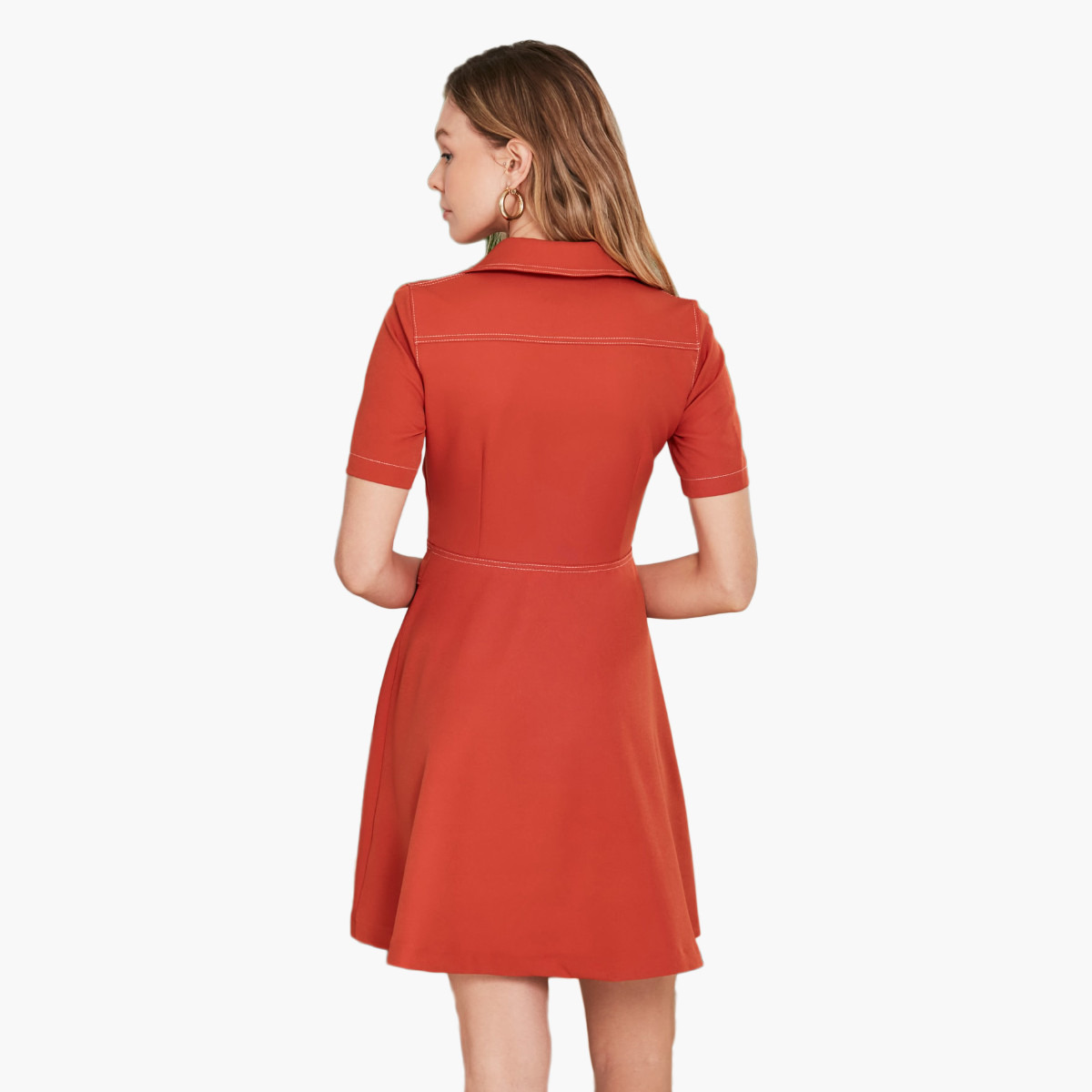Trendyol Textured Shirt Mini Dress with Short Sleeves-women-clothing-dresses-image-3