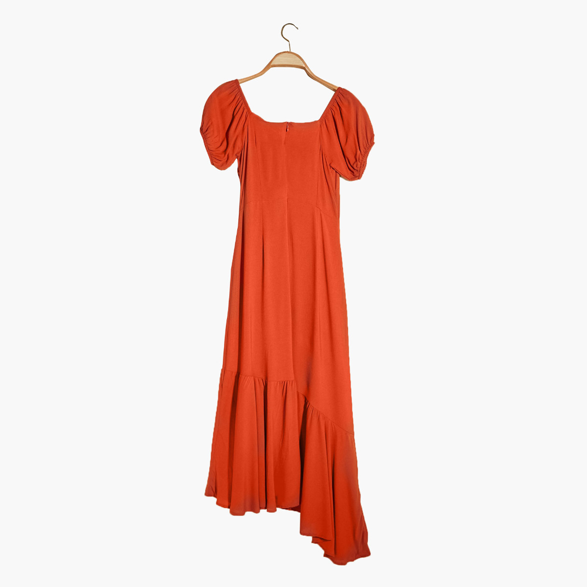 Trendyol Solid Maxi Asymmetric Dress with Puff Sleeves-women-clothing-dresses-image-3