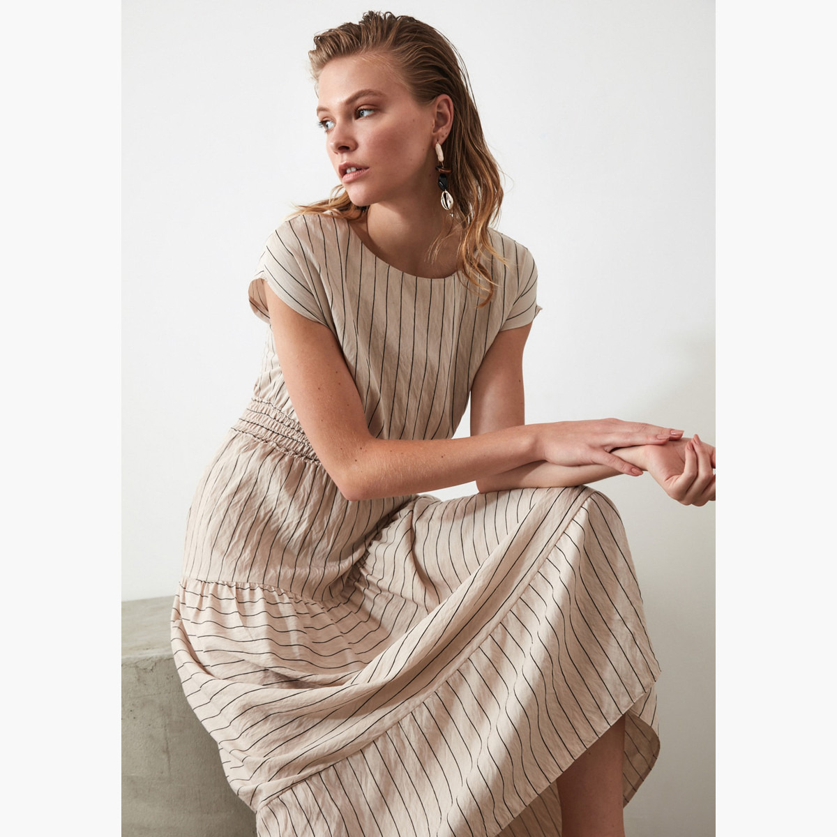 فستان طويل مخطط بأكمام متصلة من ترينديول-women-clothing-dresses-image-2