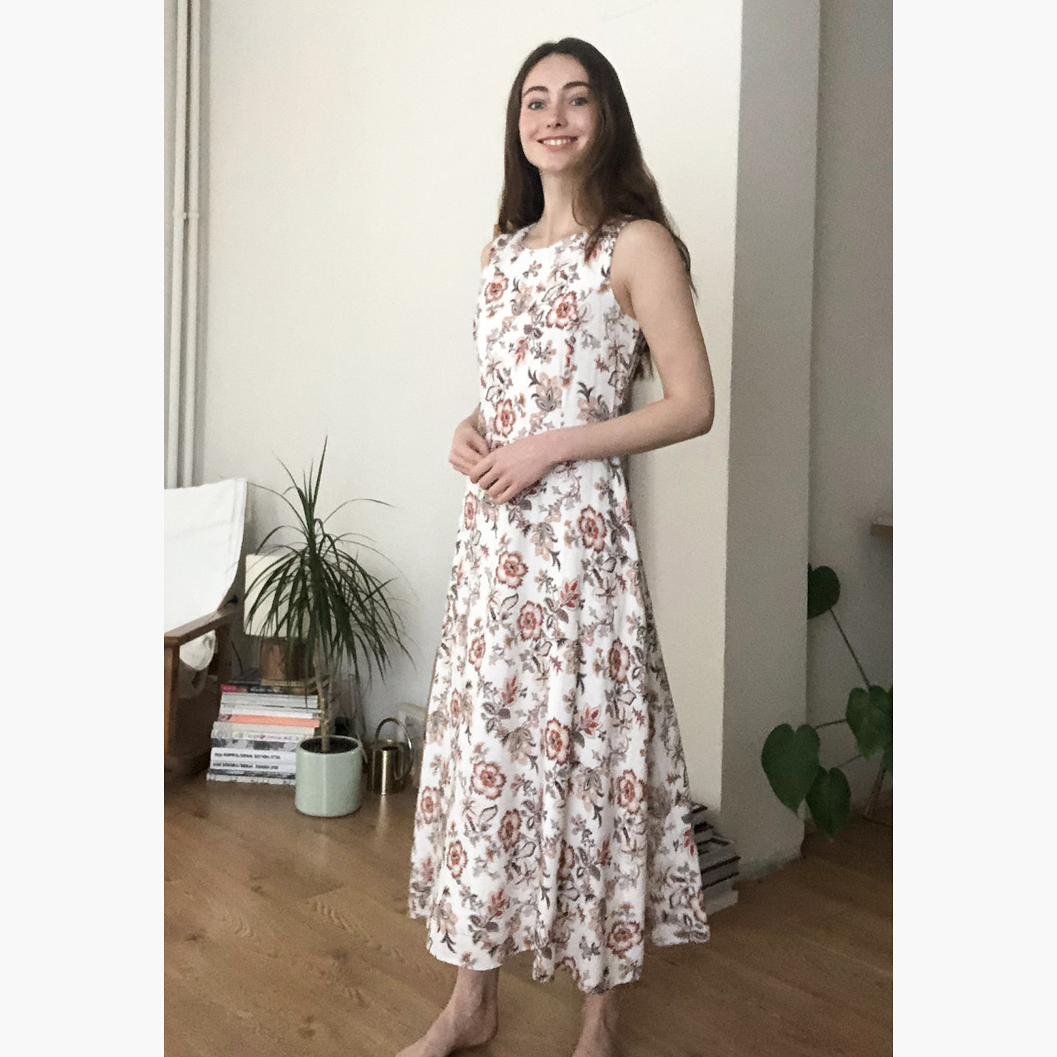 Trendyol Floral Print Maxi A-line Sleeveless Dress with Round Neck-women-clothing-dresses-image-1
