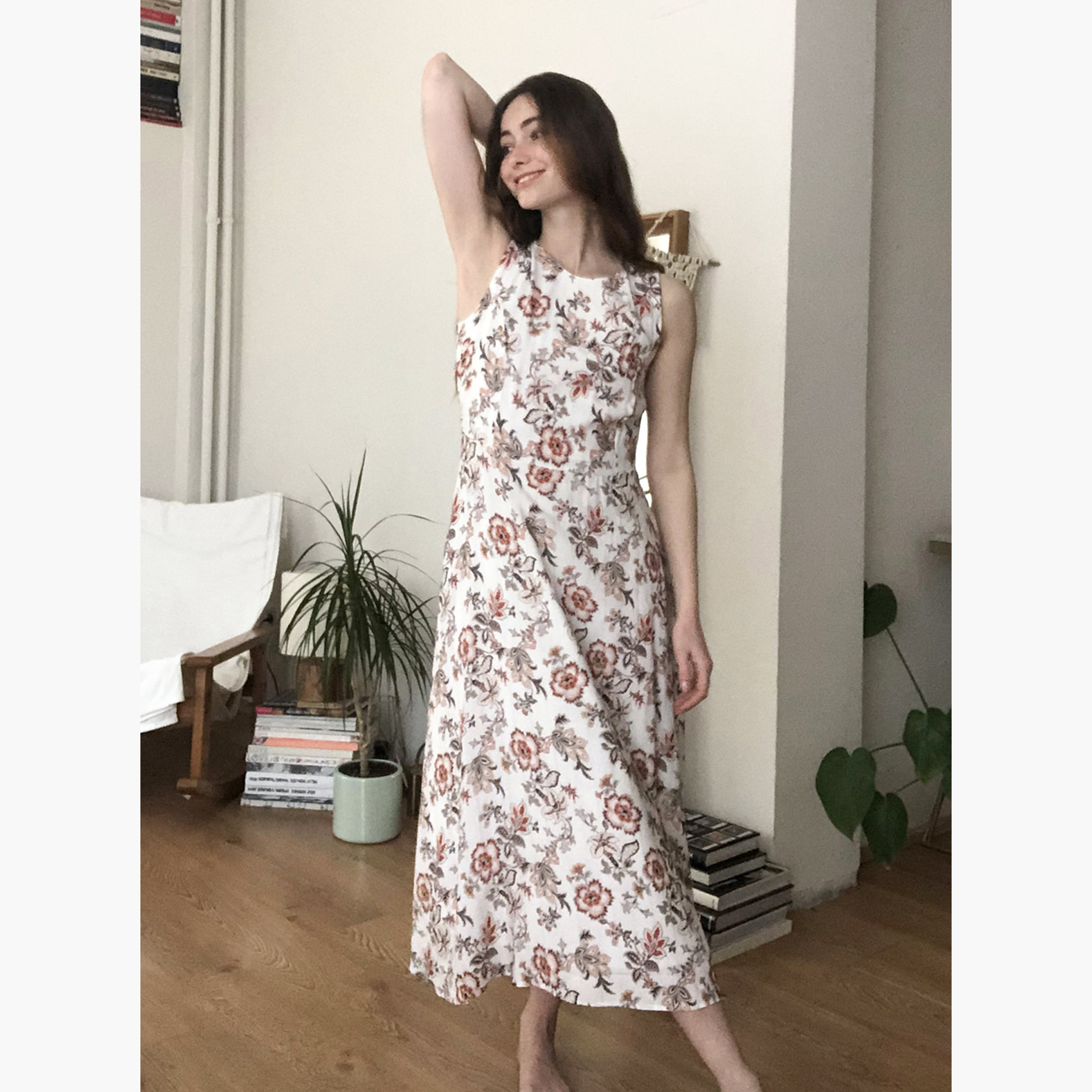 Trendyol Floral Print Maxi A-line Sleeveless Dress with Round Neck-women-clothing-dresses-image-3