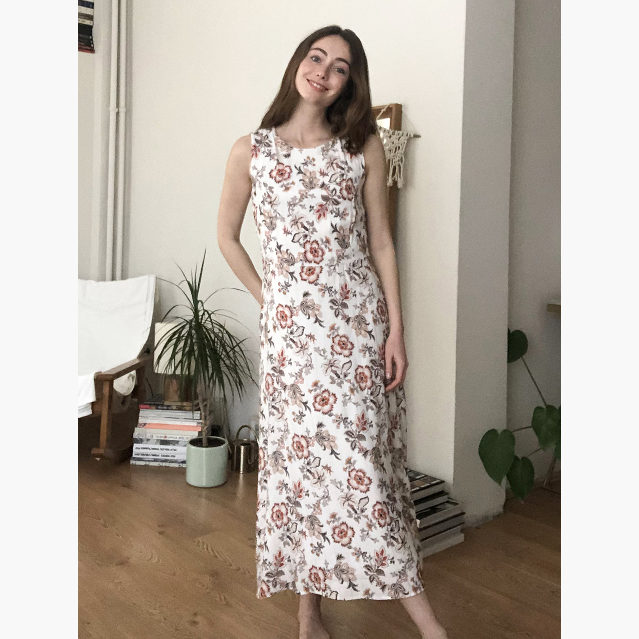 Trendyol Floral Print Maxi A-line Sleeveless Dress with Round Neck-women-clothing-dresses-image-4