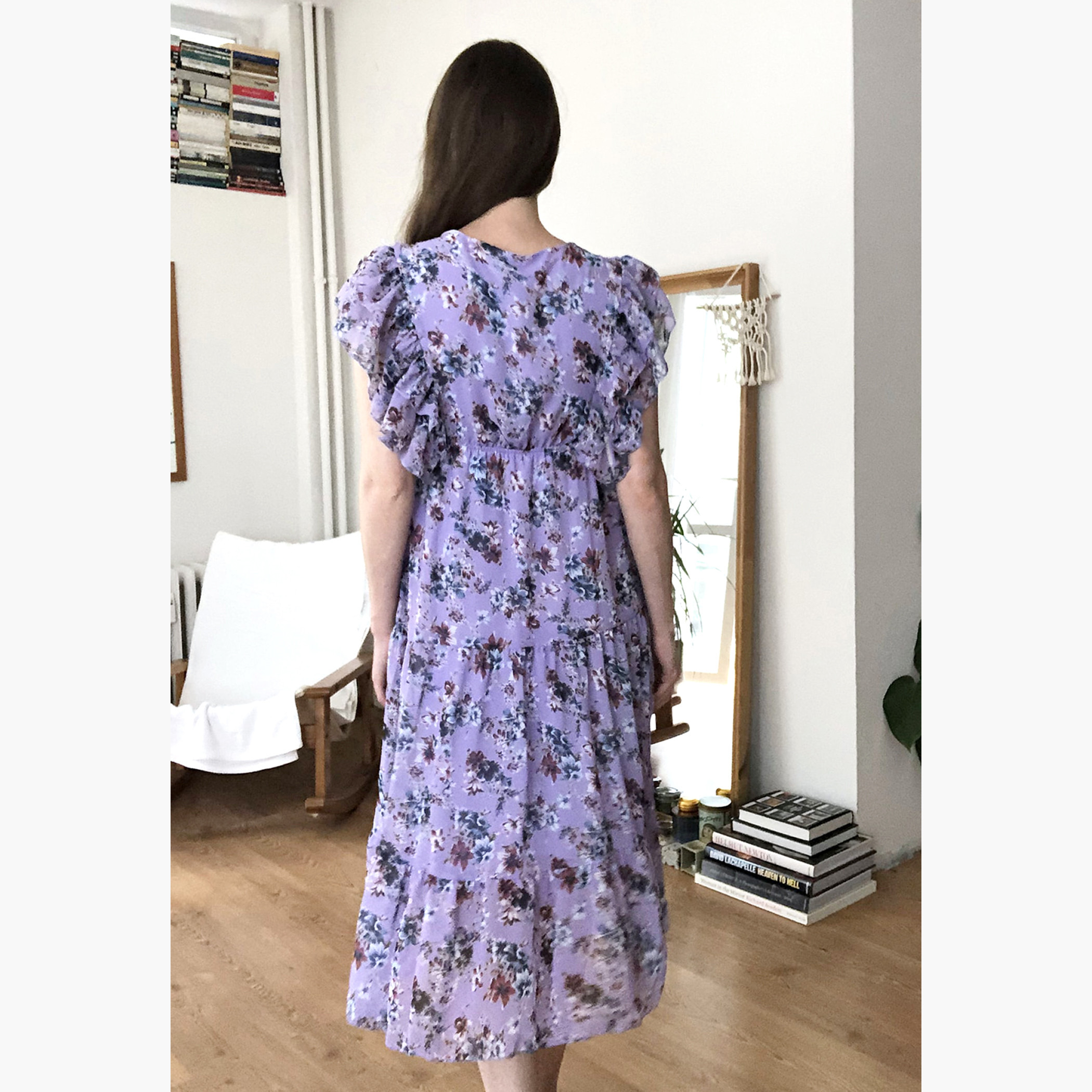 فستان إيه لاين ميدي بياقة v وأكمام كاب وطبعات زهرية من ترينديول-women-clothing-dresses-image-4