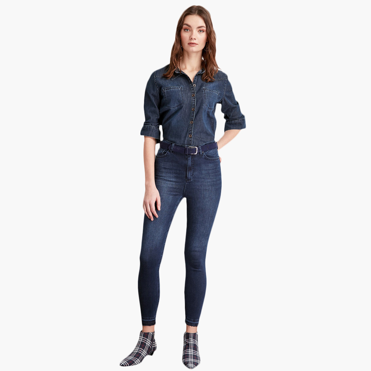 بنطلون جينز سكيني بخصر مرتفع وأطراف ضيّقة من ترينديول-women-clothing-bottoms-jeans-image-4