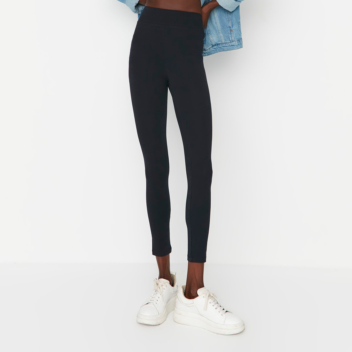 حزمة من 2 طماق ترينديول ساده عالية الخصر للنساء باللونين الأزرق الداكن والرمادي-women-clothing-leggings-image-1