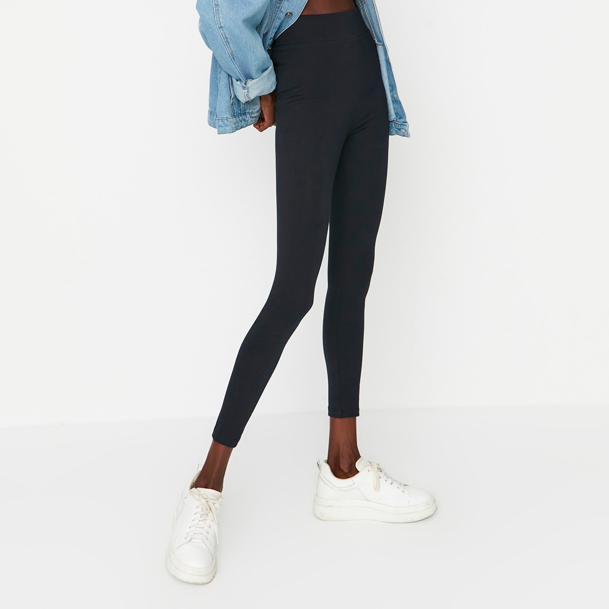 حزمة من 2 طماق ترينديول ساده عالية الخصر للنساء باللونين الأزرق الداكن والرمادي-women-clothing-leggings-image-3