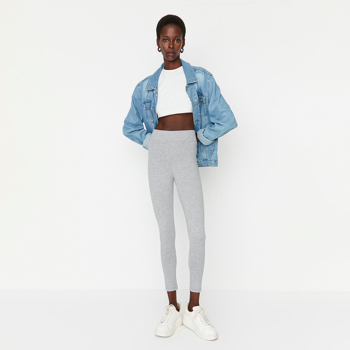 حزمة من 2 طماق ترينديول ساده عالية الخصر للنساء باللونين الأزرق الداكن والرمادي-women-clothing-leggings-image-5