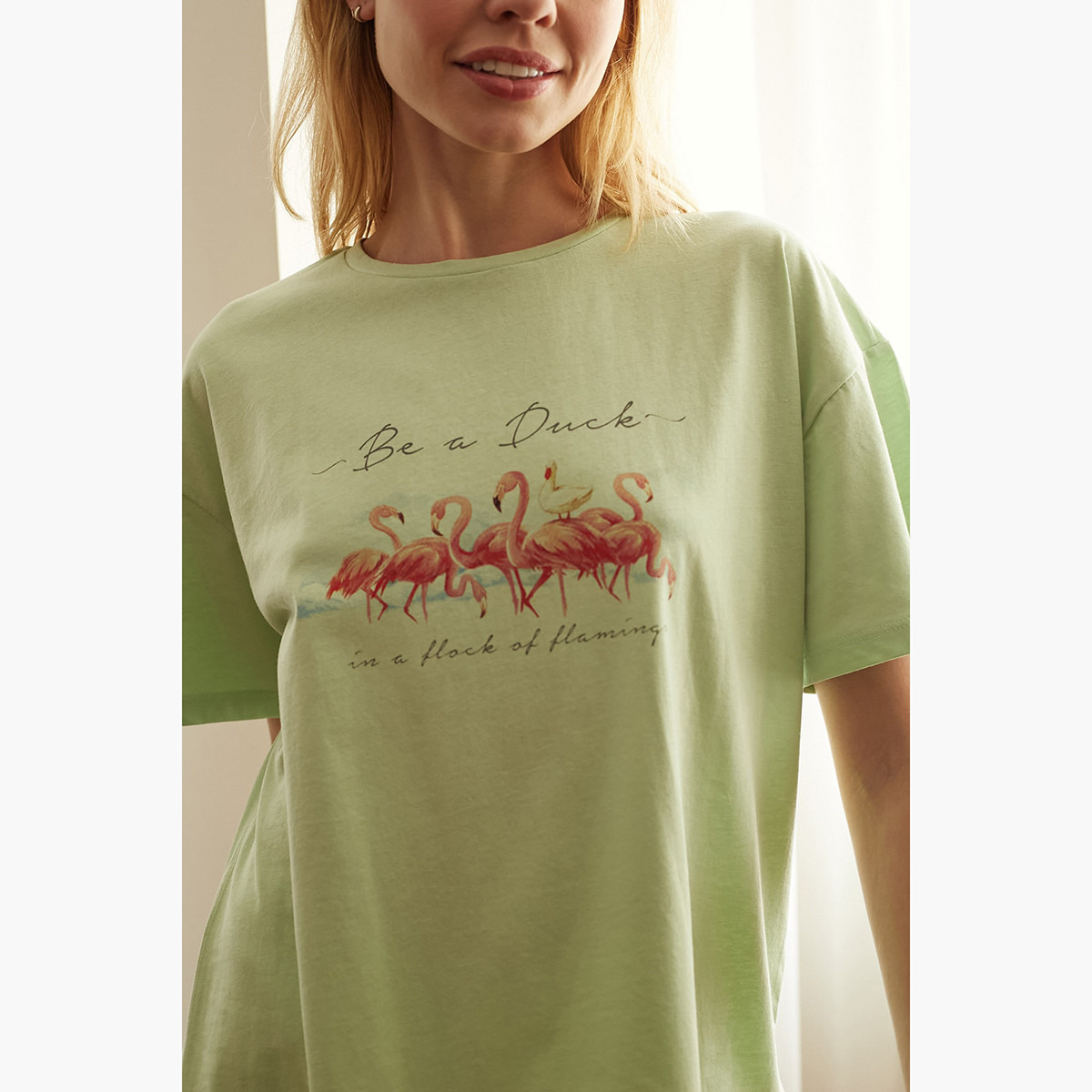 Trendyol Graphic Print T-shirt with Crew Neck and Short Sleeves-women-clothing-tshirts-image-2