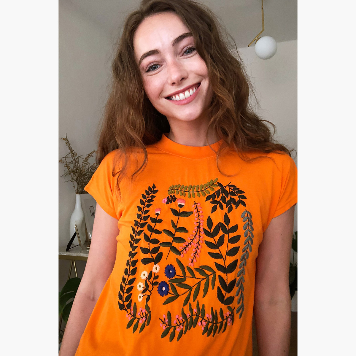Trendyol Embroidered Crew Neck T-shirt with Cap Sleeves-women-clothing-tshirts-image-2