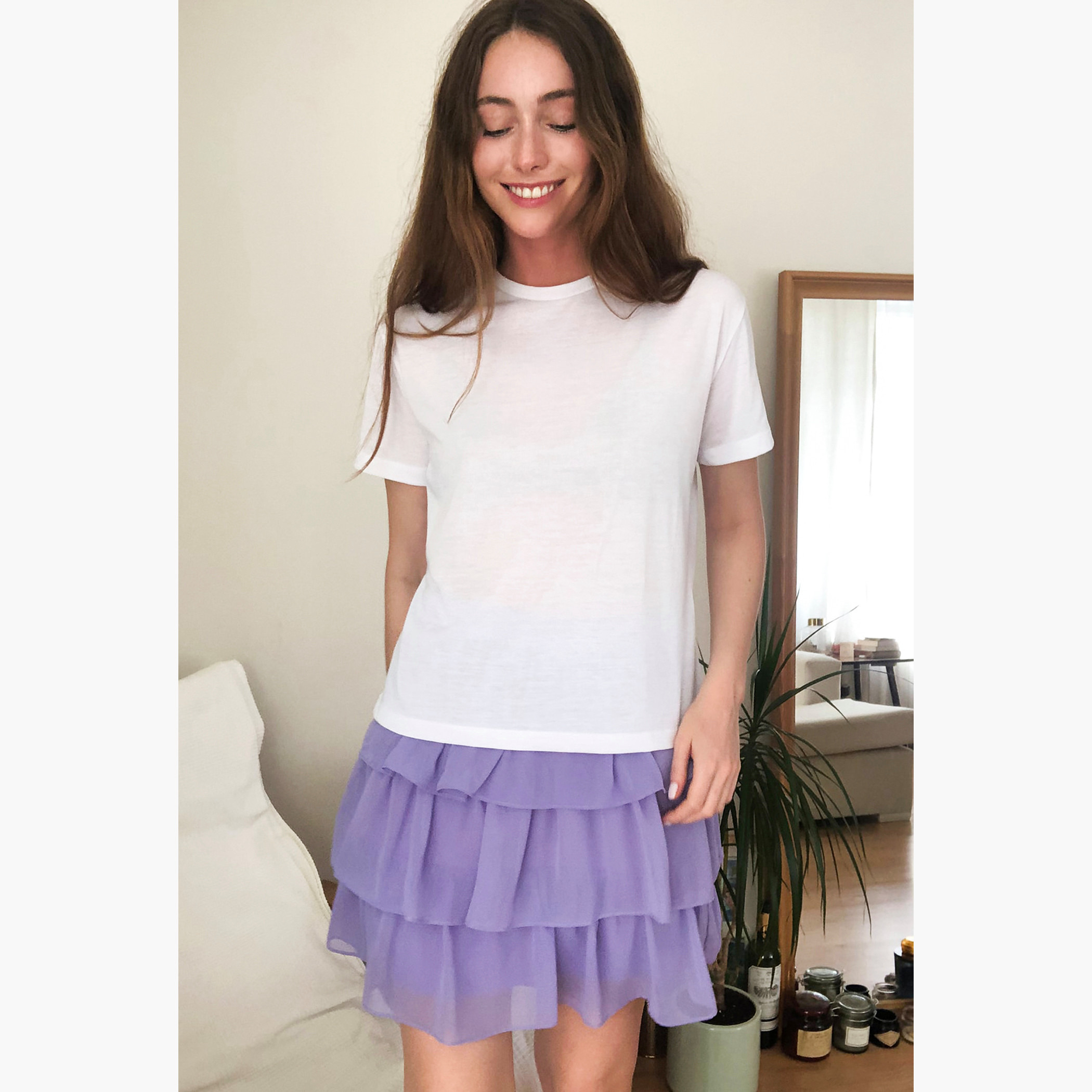 Trendyol Heathered T-shirt with Crew Neck and Short Sleeves-women-clothing-tshirts-image-4