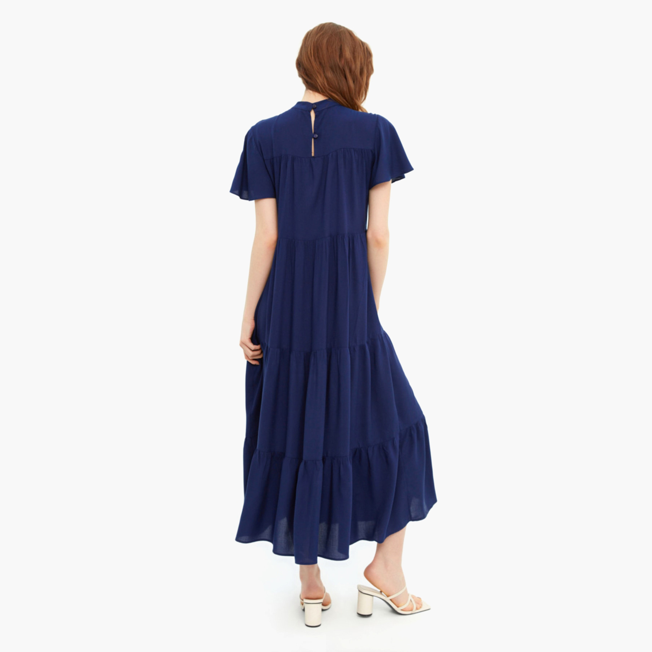 Trendyol Women Solid Navy Blue High Neck A-Line Dress-women-clothing-dresses-image-5