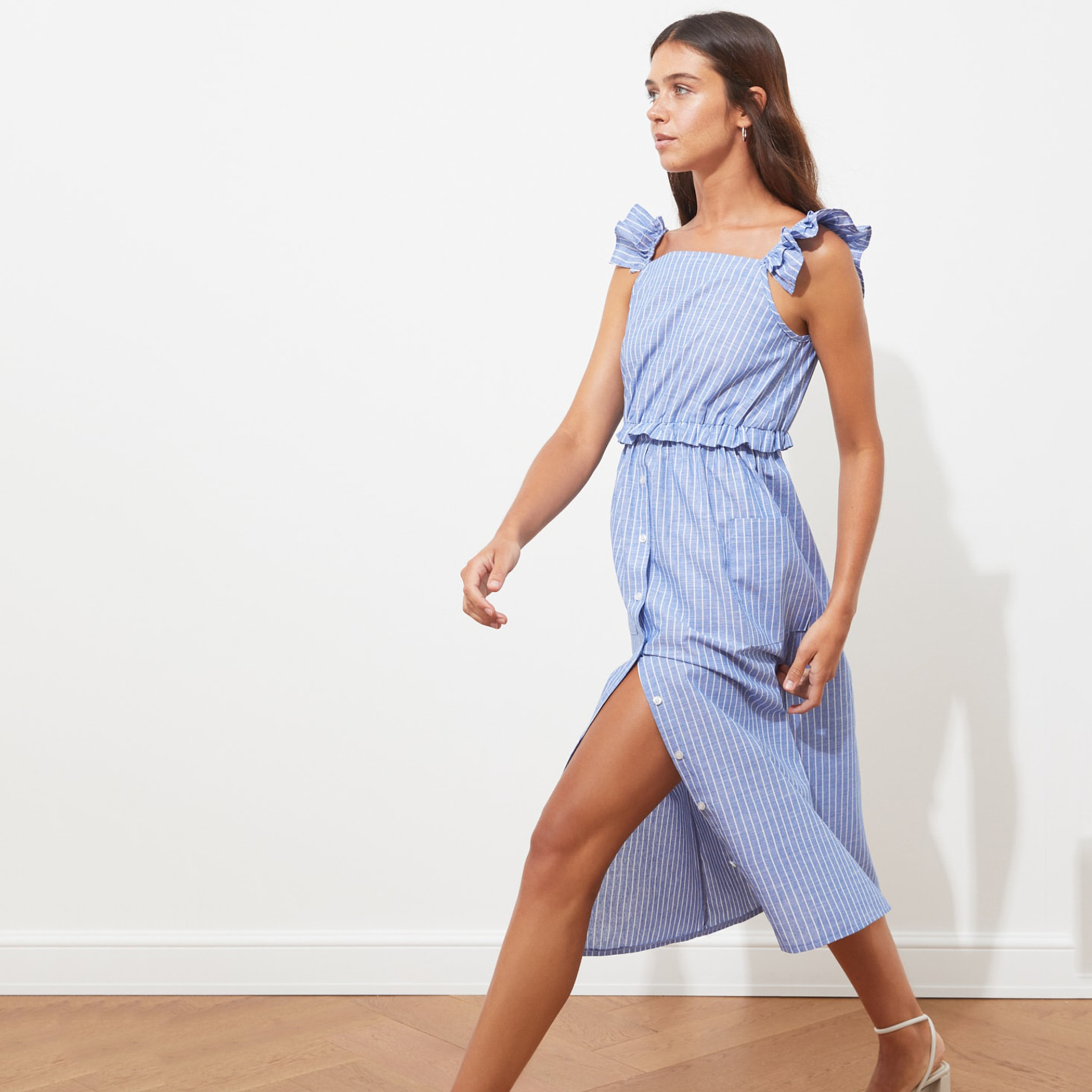 ترينديول أزرق متوسط الطول فستان-women-clothing-dresses-image-1
