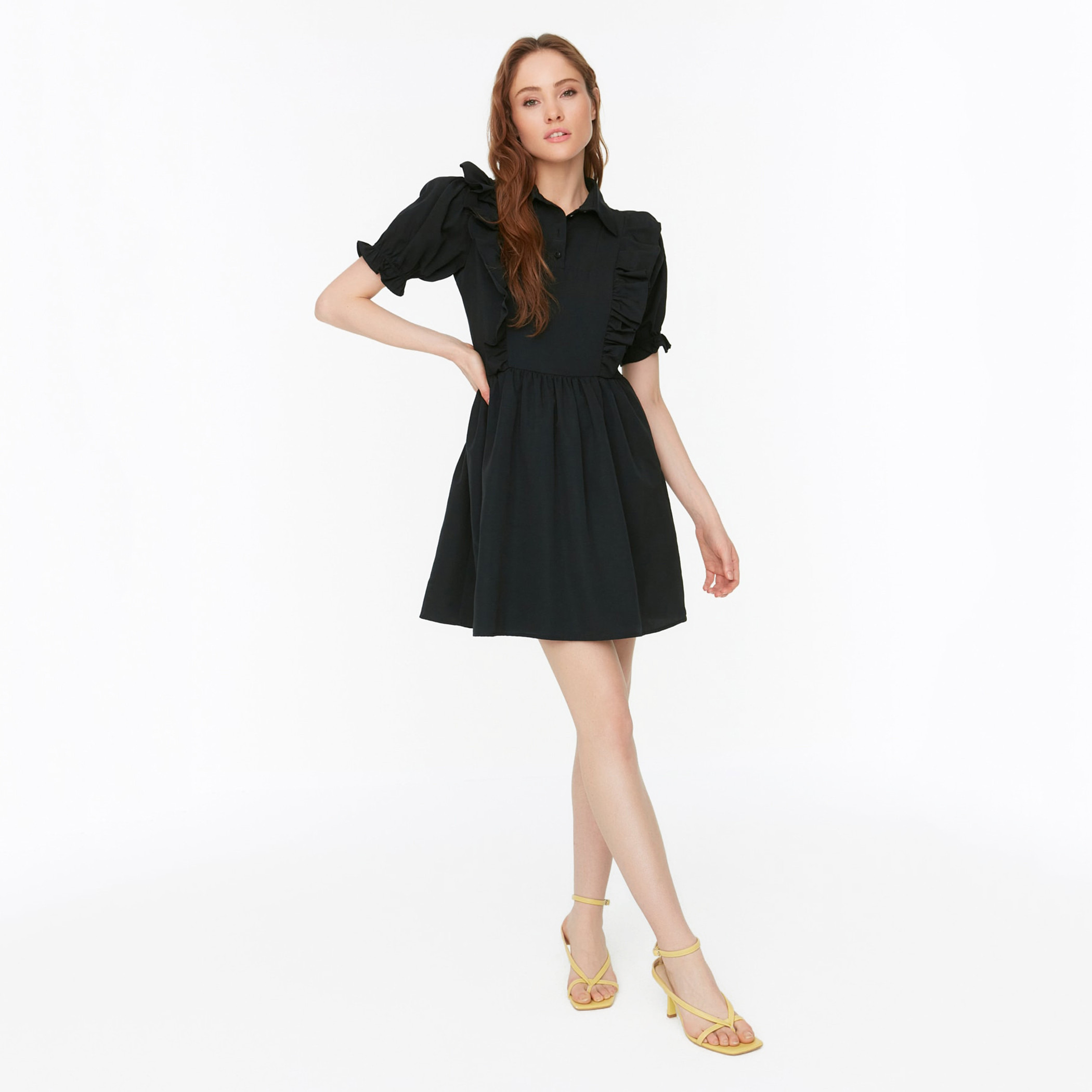 ترينديول أسود قصير فستان-women-clothing-dresses-image-1
