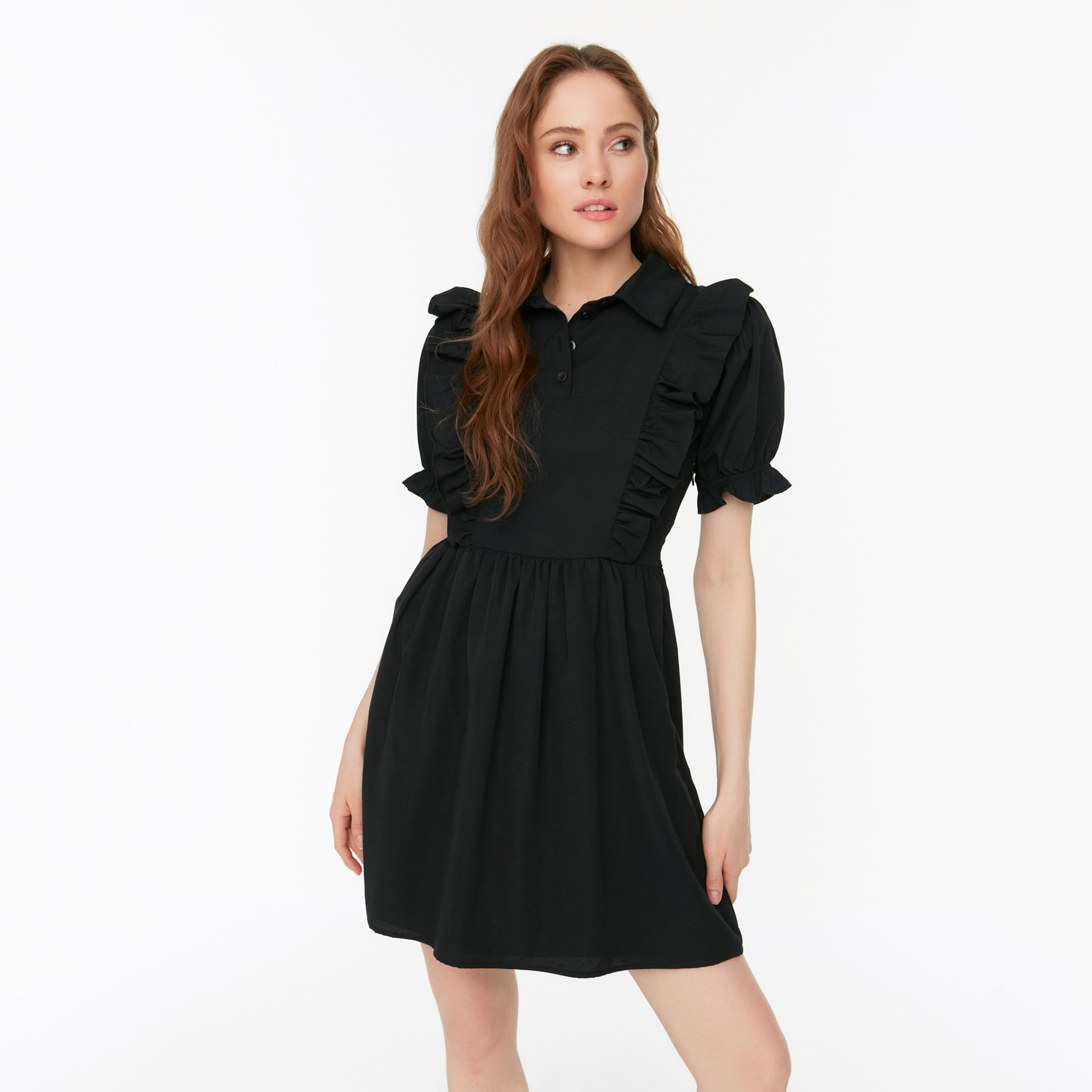 ترينديول أسود قصير فستان-women-clothing-dresses-image-2