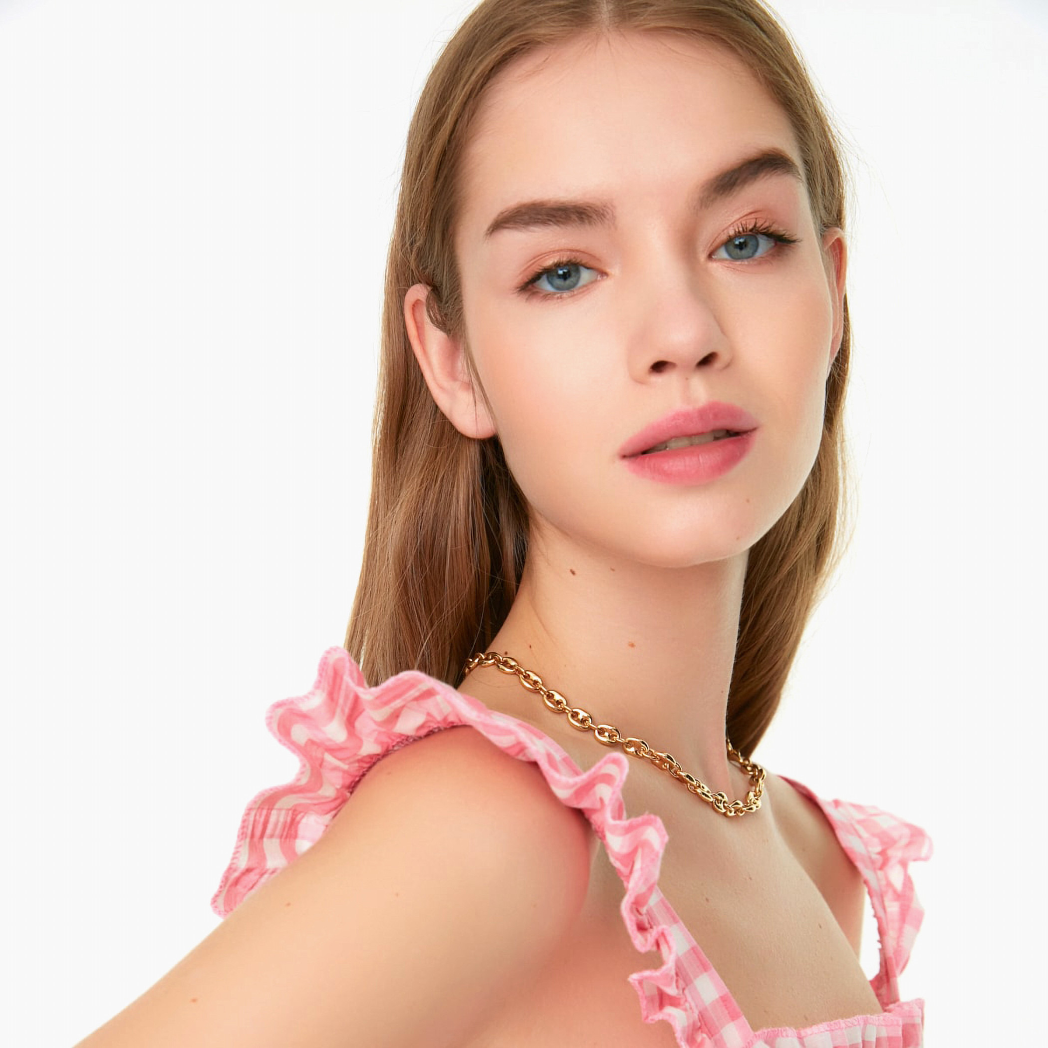 Trendyol Women Checked Pink Square Neck Midi Dress-women-clothing-dresses-image-2