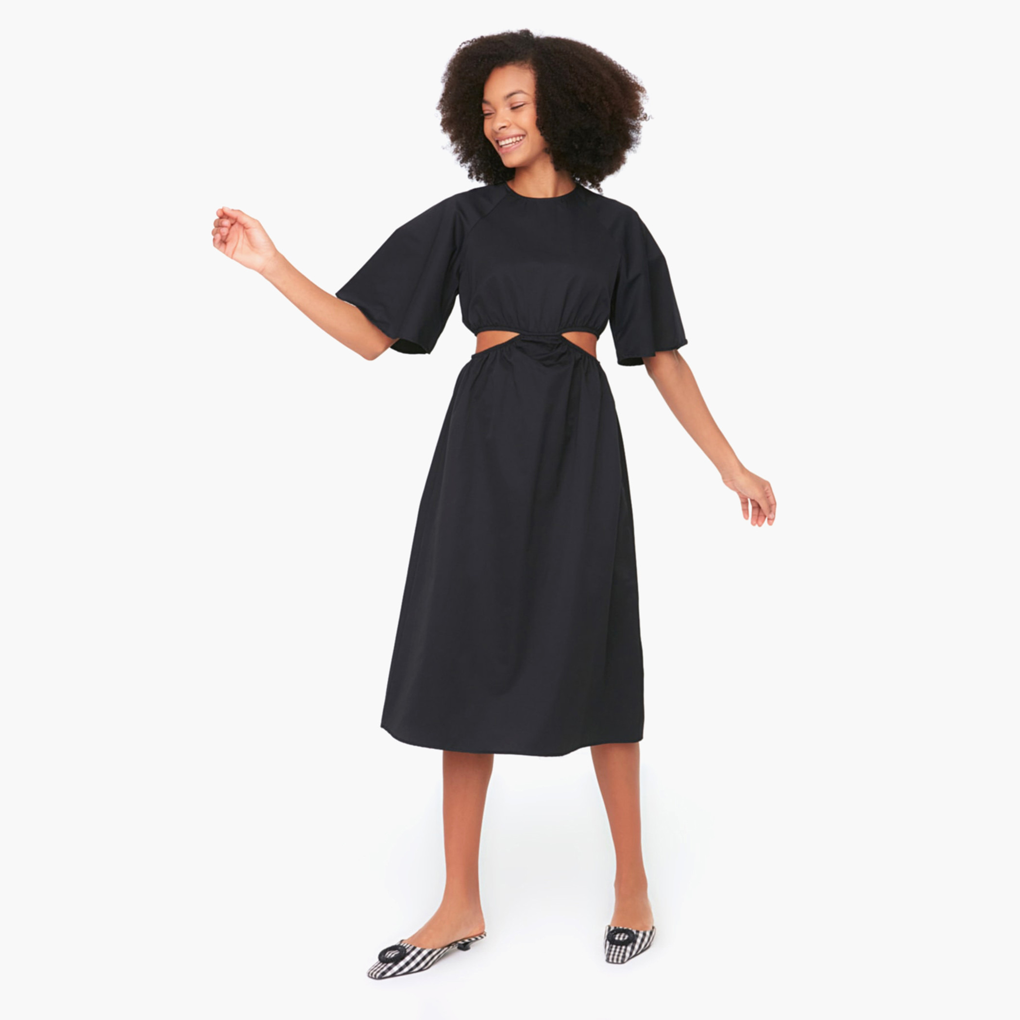 Trendyol Women Cut Out Detail Black Round Neck Midi Dress-women-clothing-dresses-image-1