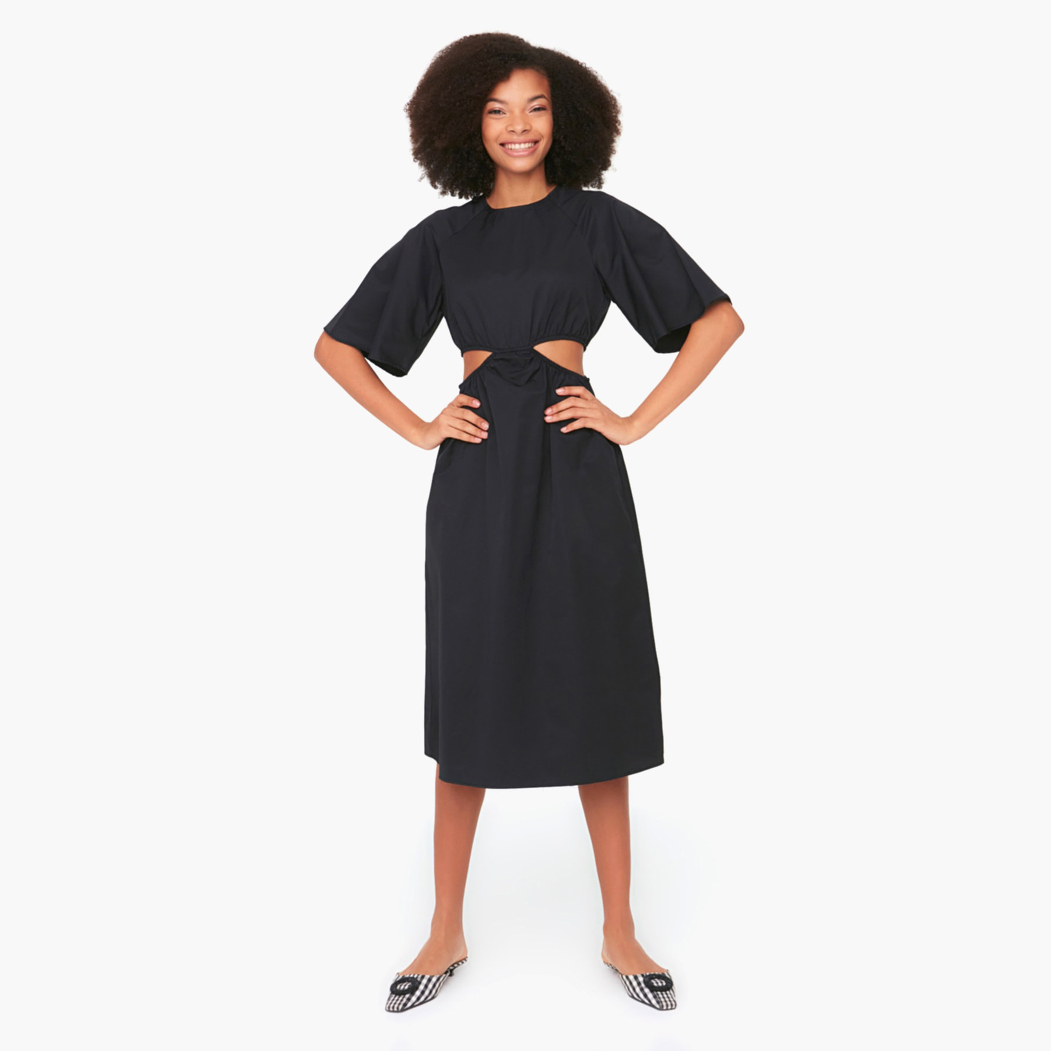 Trendyol Women Cut Out Detail Black Round Neck Midi Dress-women-clothing-dresses-image-2
