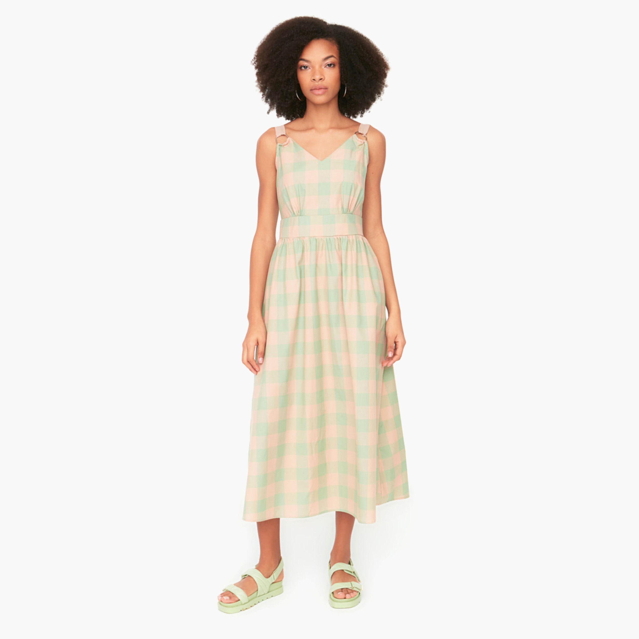 ترينديول أخضر متوسط الطول فستان-women-clothing-dresses-image-1