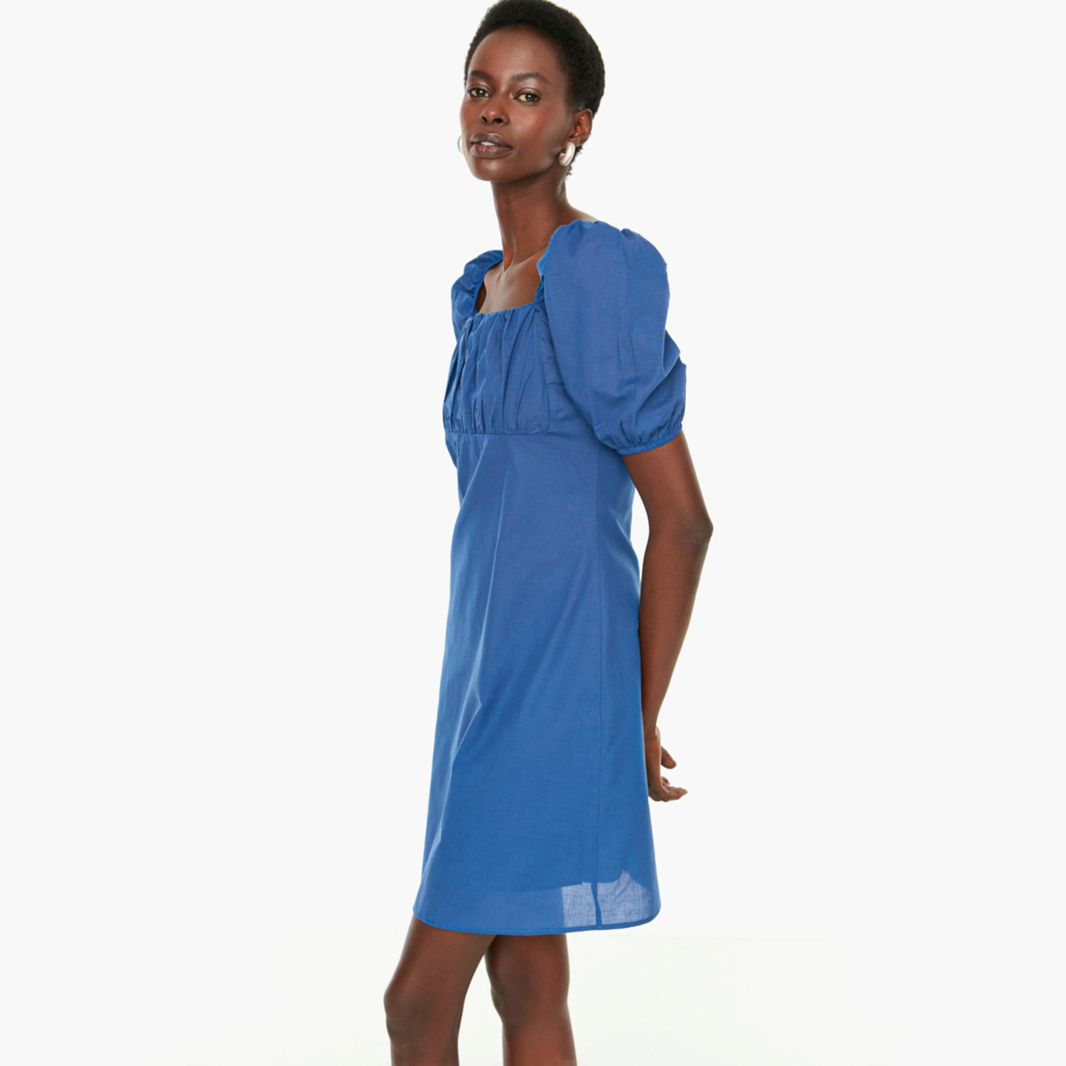 Trendyol Women Solid Blue Back Zipper Square Neck A-Line Dress-women-clothing-dresses-image-2