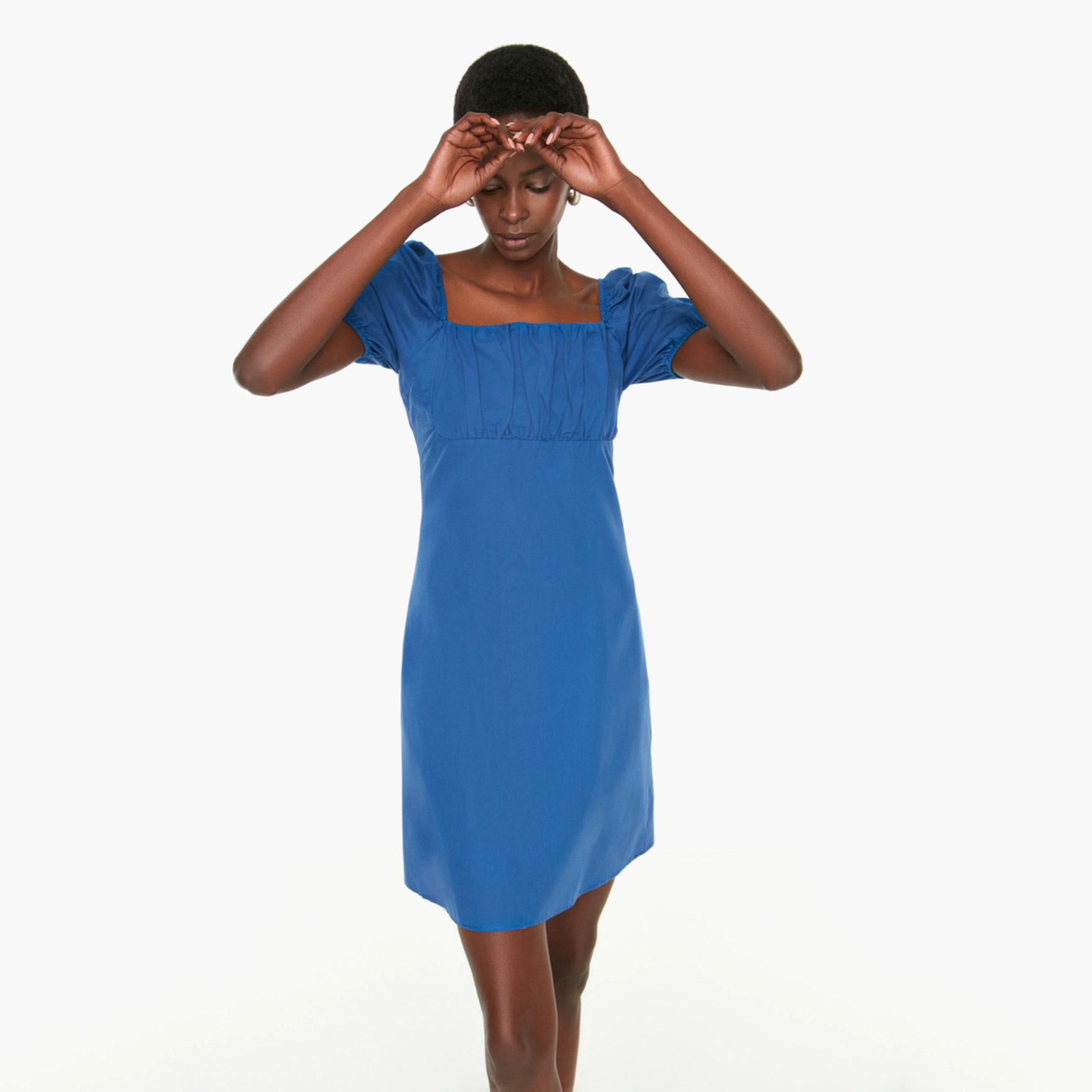 Trendyol Women Solid Blue Back Zipper Square Neck A-Line Dress-women-clothing-dresses-image-3