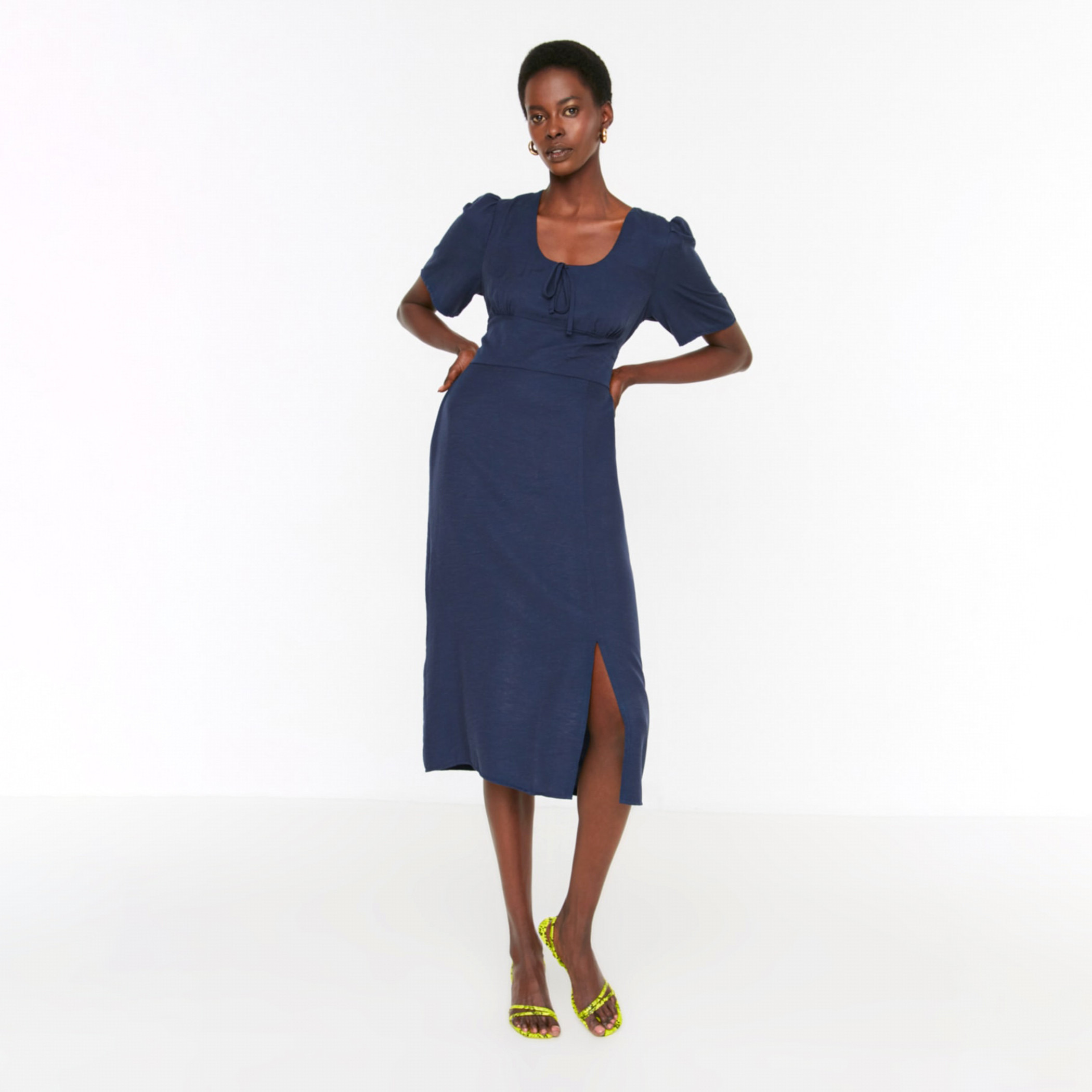 ترينديول أزرق متوسط الطول فستان-women-clothing-dresses-image-1