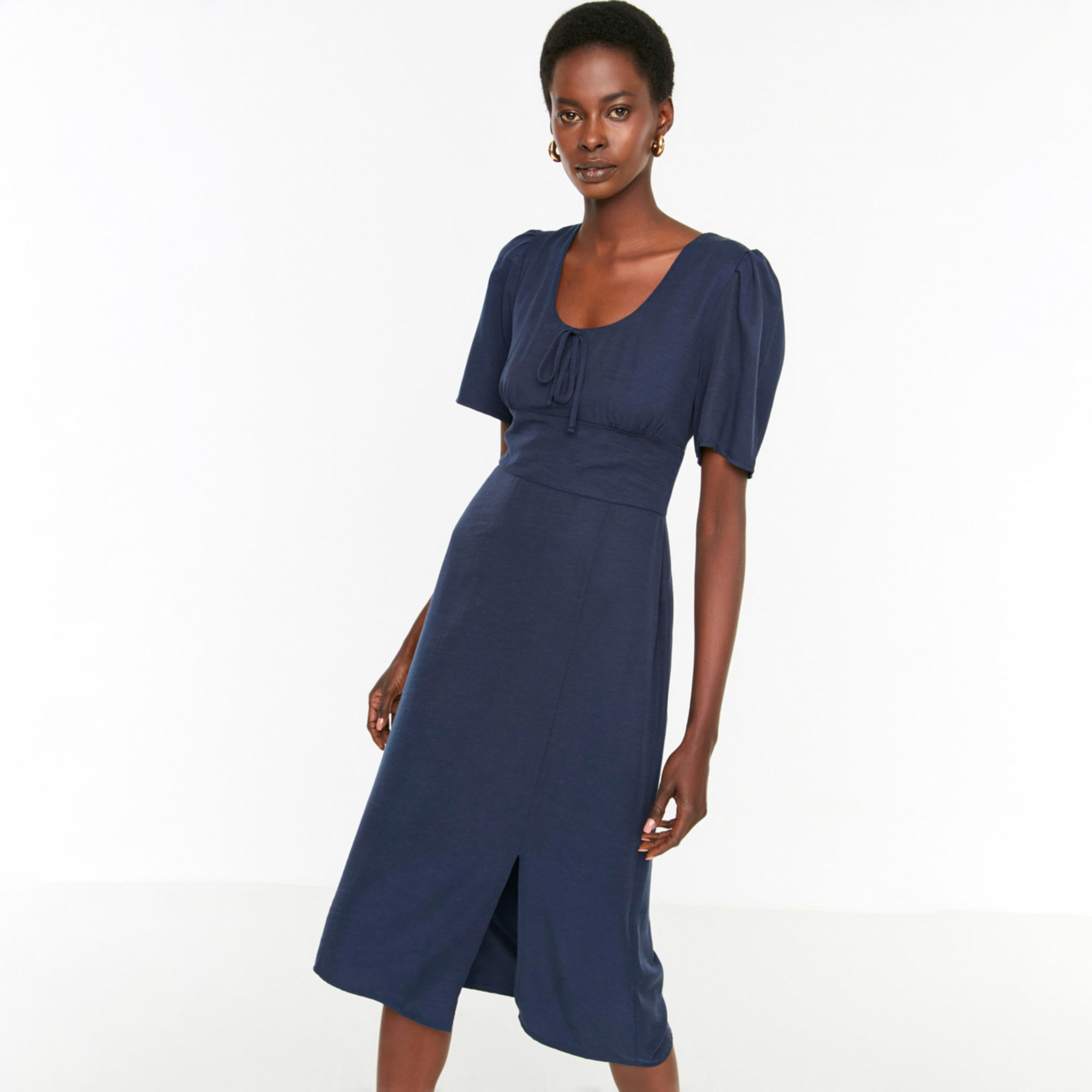 ترينديول أزرق متوسط الطول فستان-women-clothing-dresses-image-3