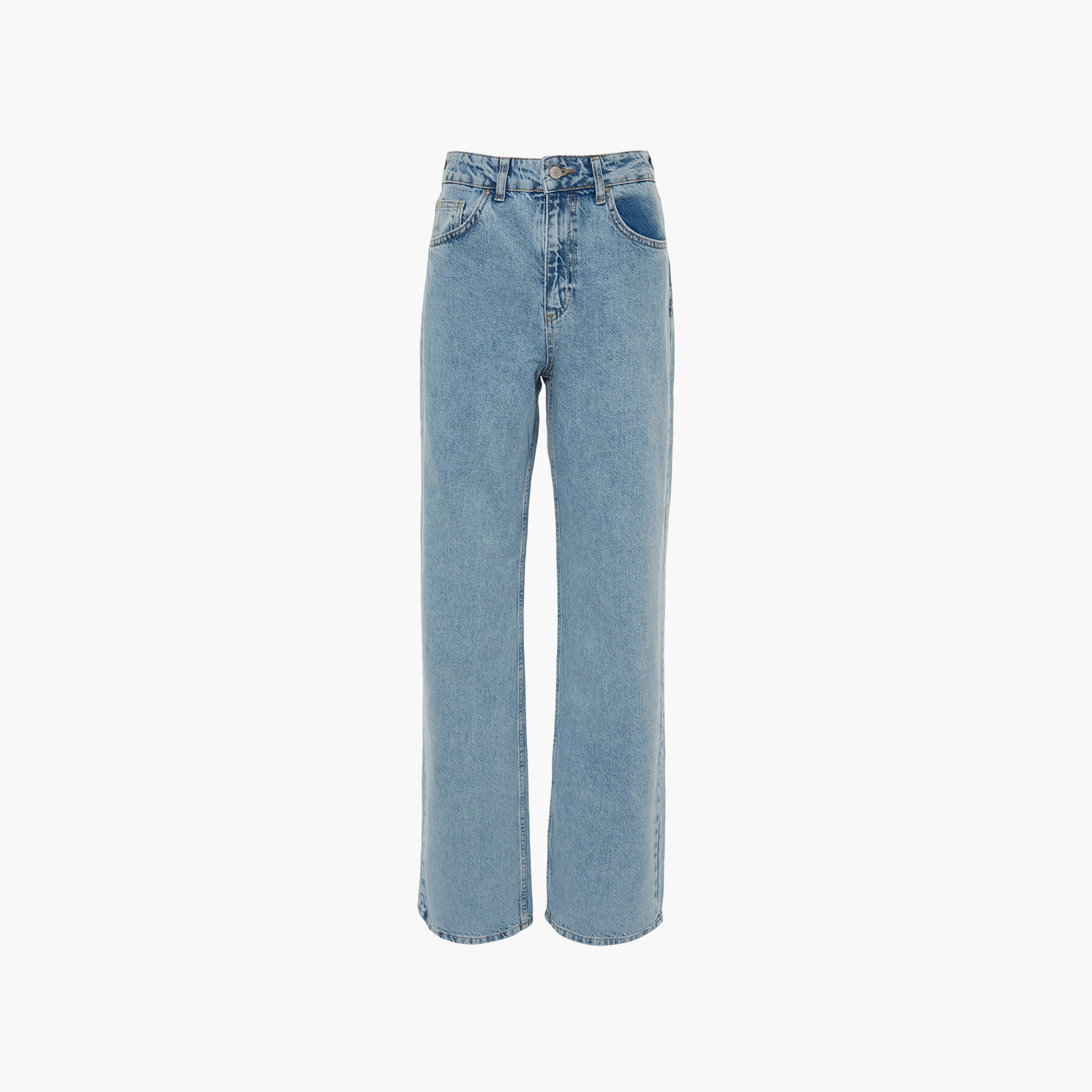 Blue Cotton Wide Leg Women's Jeans-women-clothing-jeans-image-2