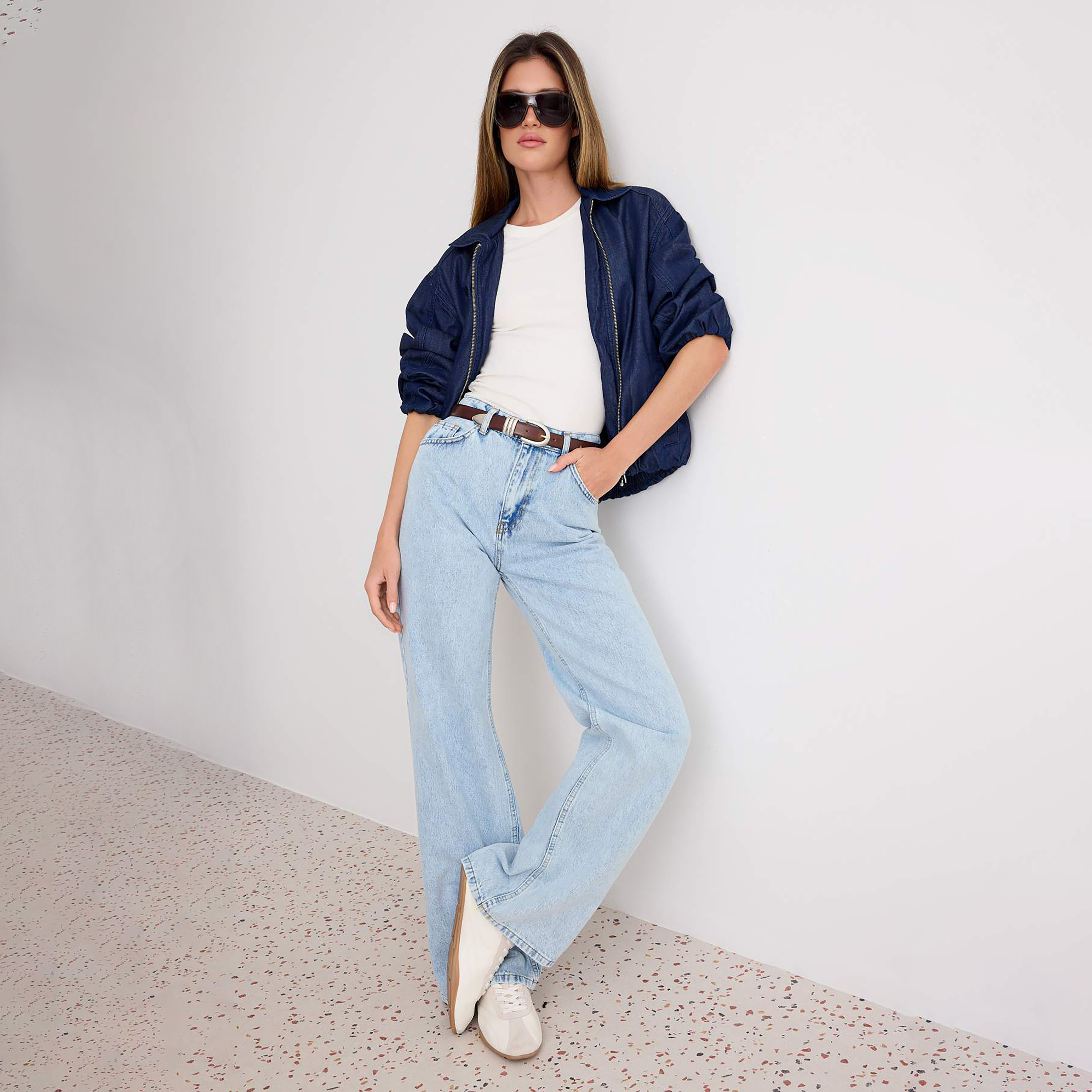 Blue Cotton Wide Leg Women's Jeans-women-clothing-jeans-image-3