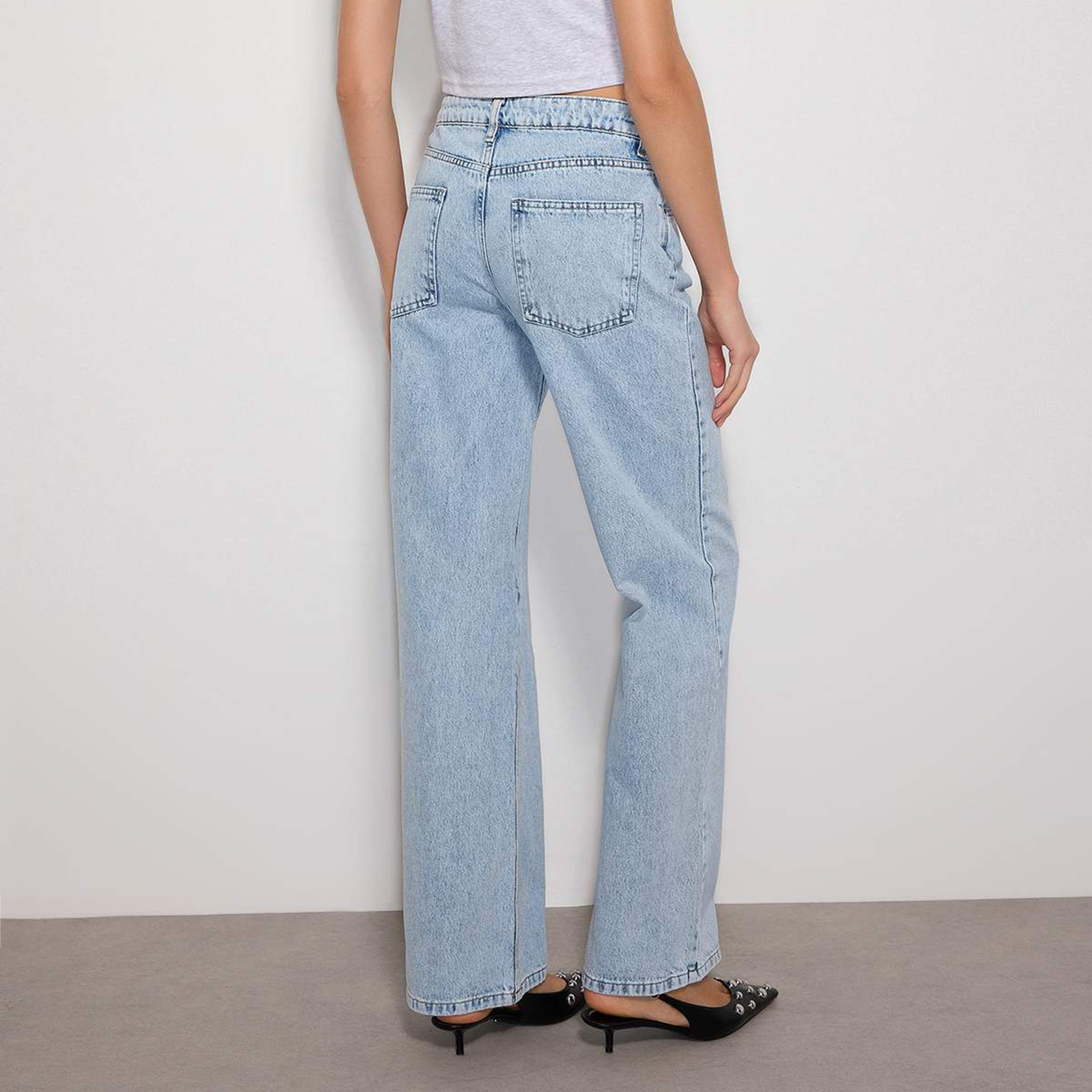 Blue Cotton Wide Leg Women's Jeans-women-clothing-jeans-image-9