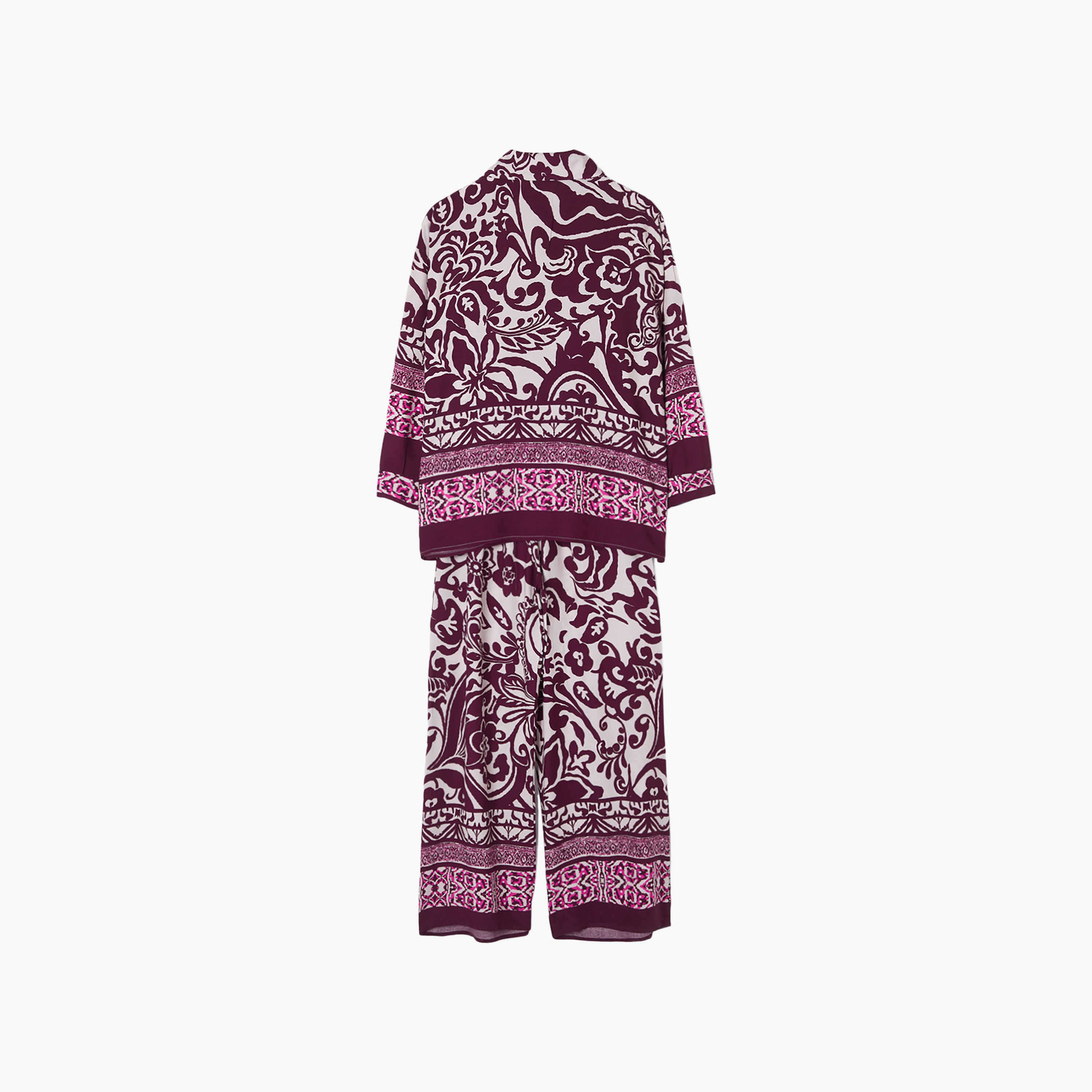 طقم قميص وبنطال نسائي بياقة وطبعة بيزلي متعددة الألوان-women-clothing-coordsets-image-7