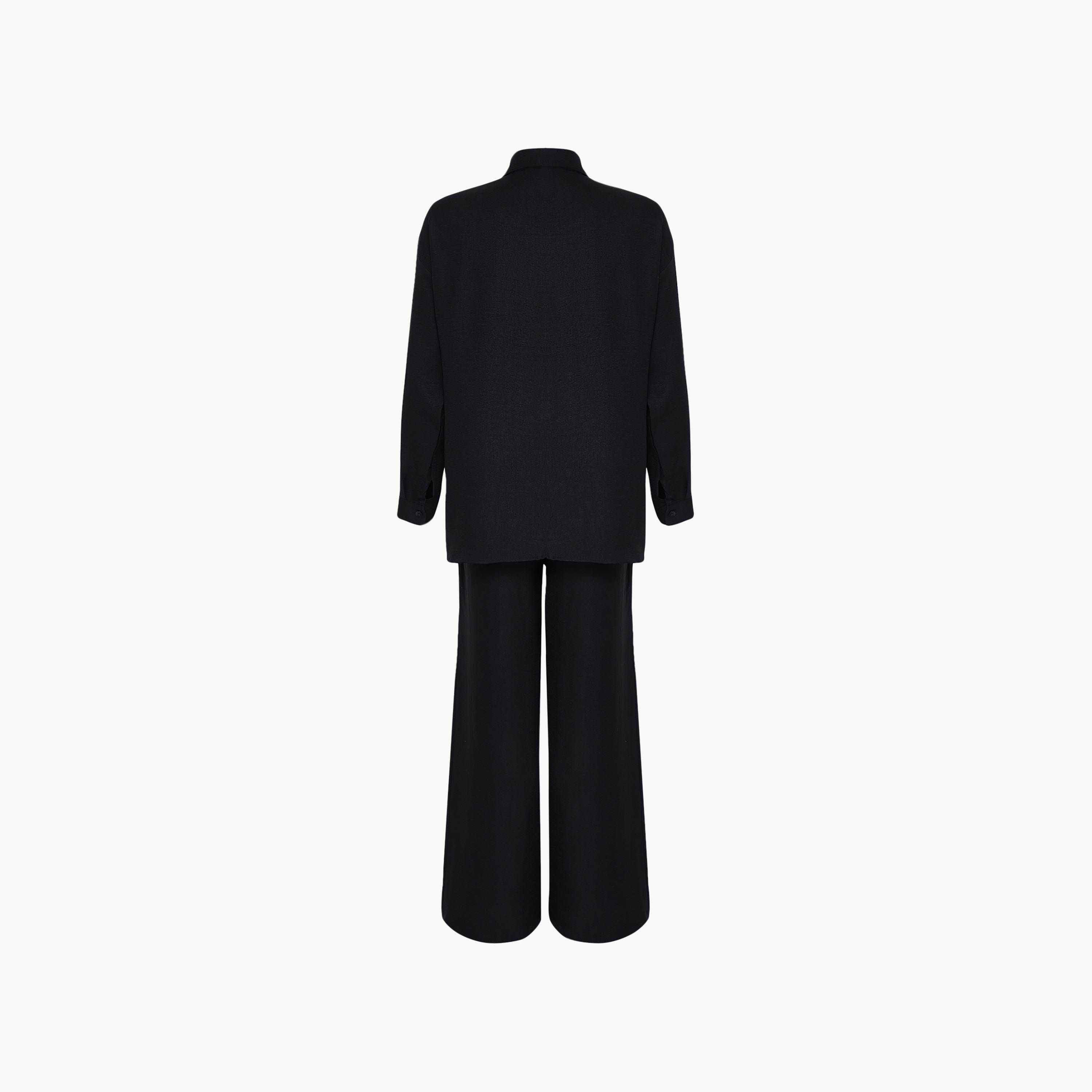 Trendyolmilla Textured Collared Roll-Up Sleeves Cotton Women's Shirt & Trousers Set-women-clothing-coordsets-image-8