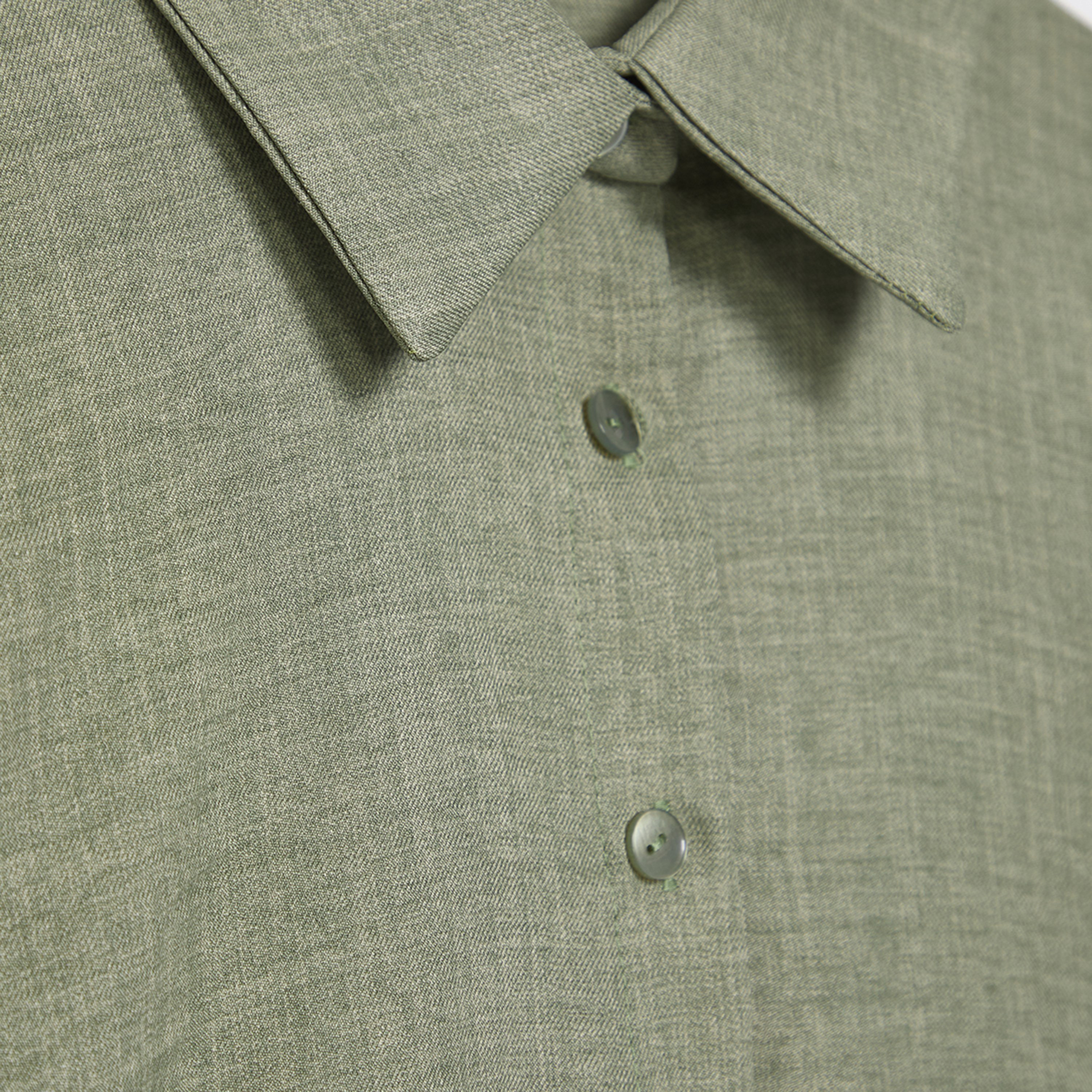 Trendyolmilla Textured Collared Roll-Up Sleeves Cotton Women's Shirt & Trousers Set-women-clothing-coordsets-image-6