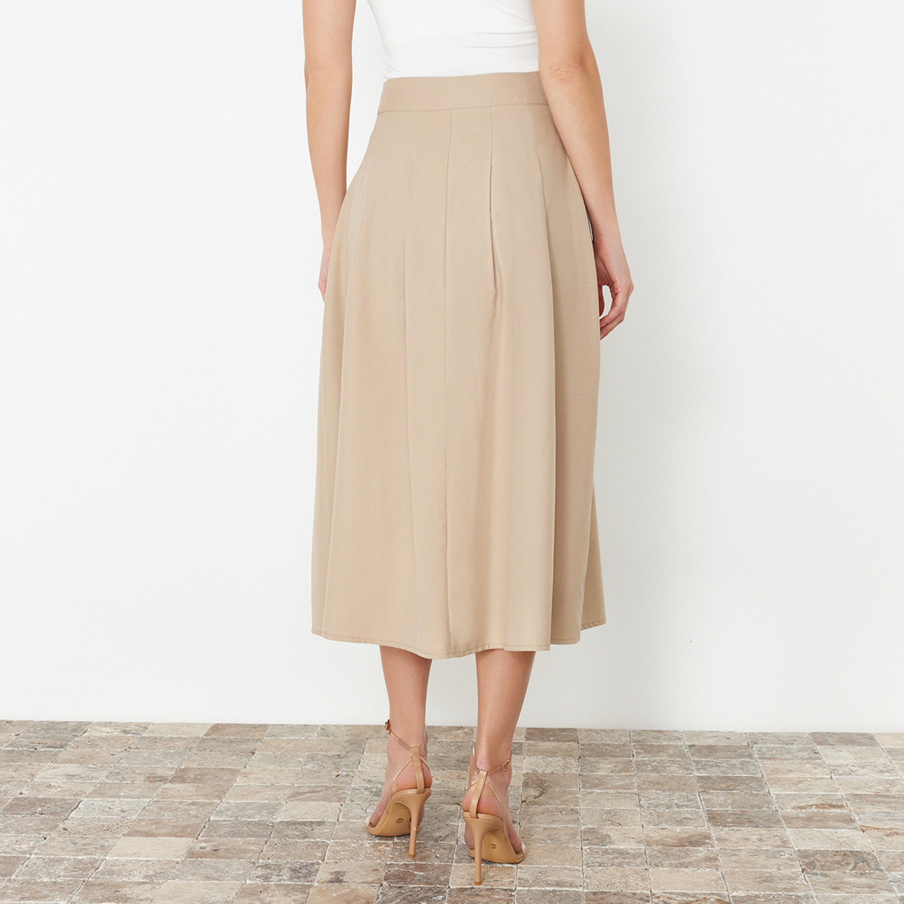 تنورة ميدي نسائية بيج واسعة-women-clothing-skirts-image-5