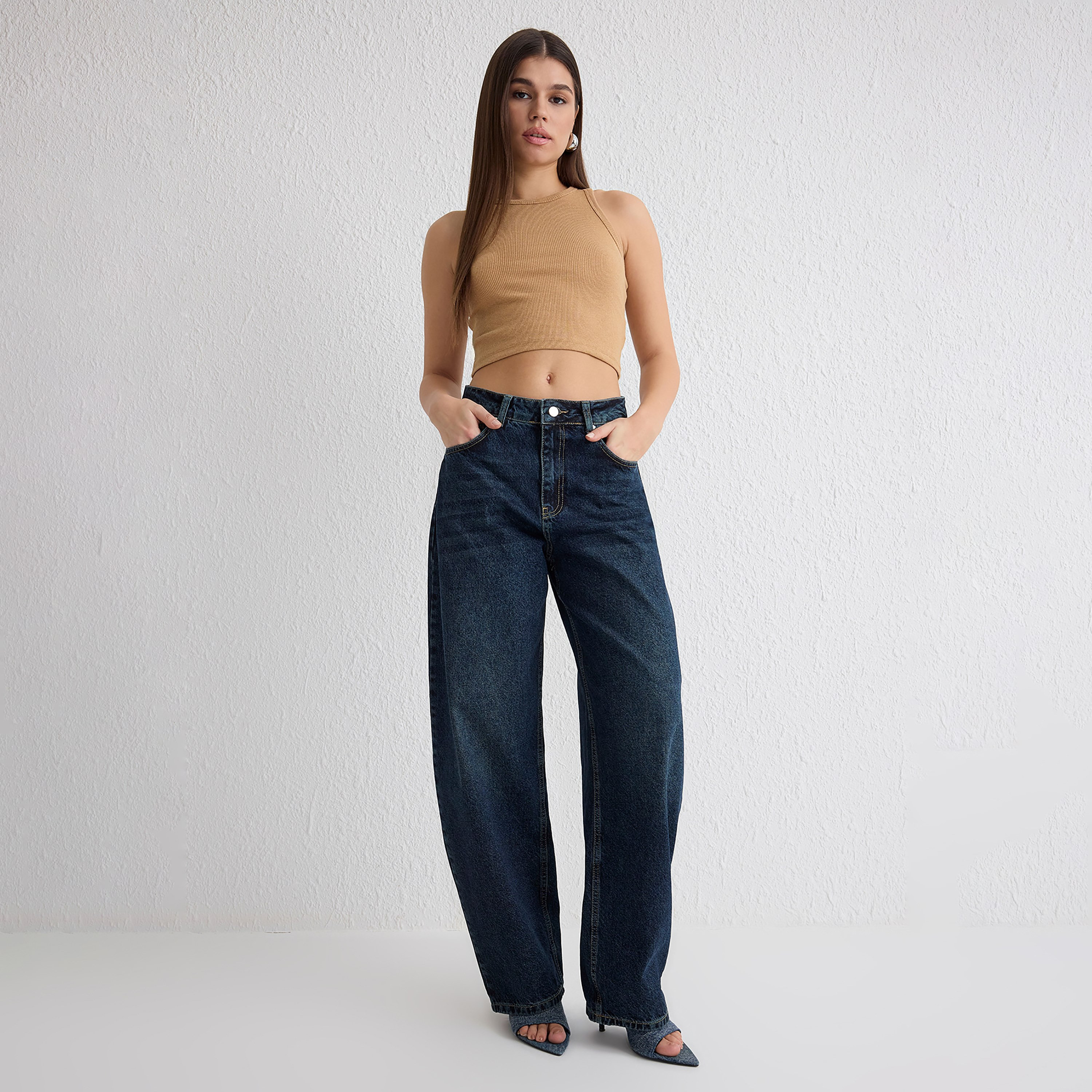Trendyolmilla Cotton Women's Barrel Leg Jeans-women-clothing-jeans-image-2