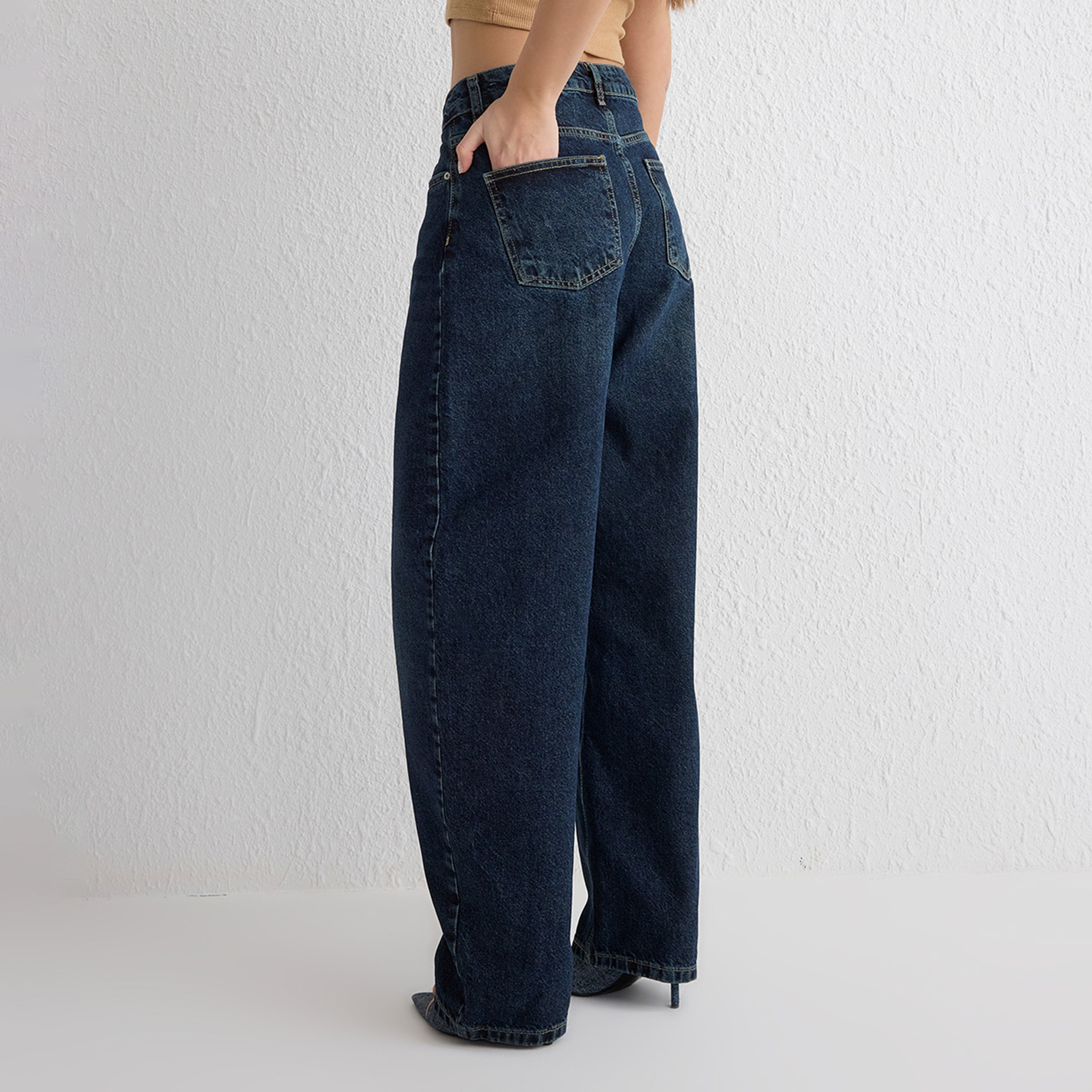 Trendyolmilla Cotton Women's Barrel Leg Jeans-women-clothing-jeans-image-3